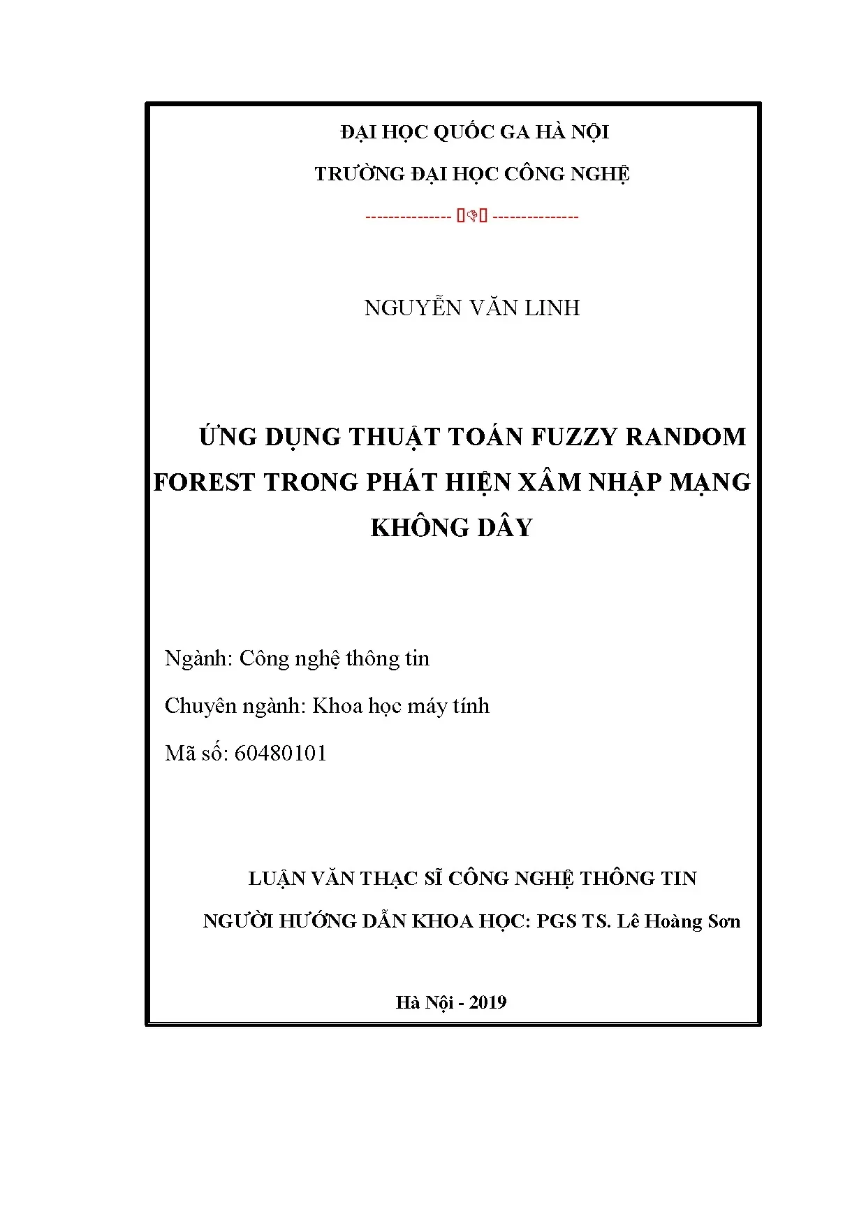 Phát hiện xâm nhập mạng không dây bằng fuzzy random forest