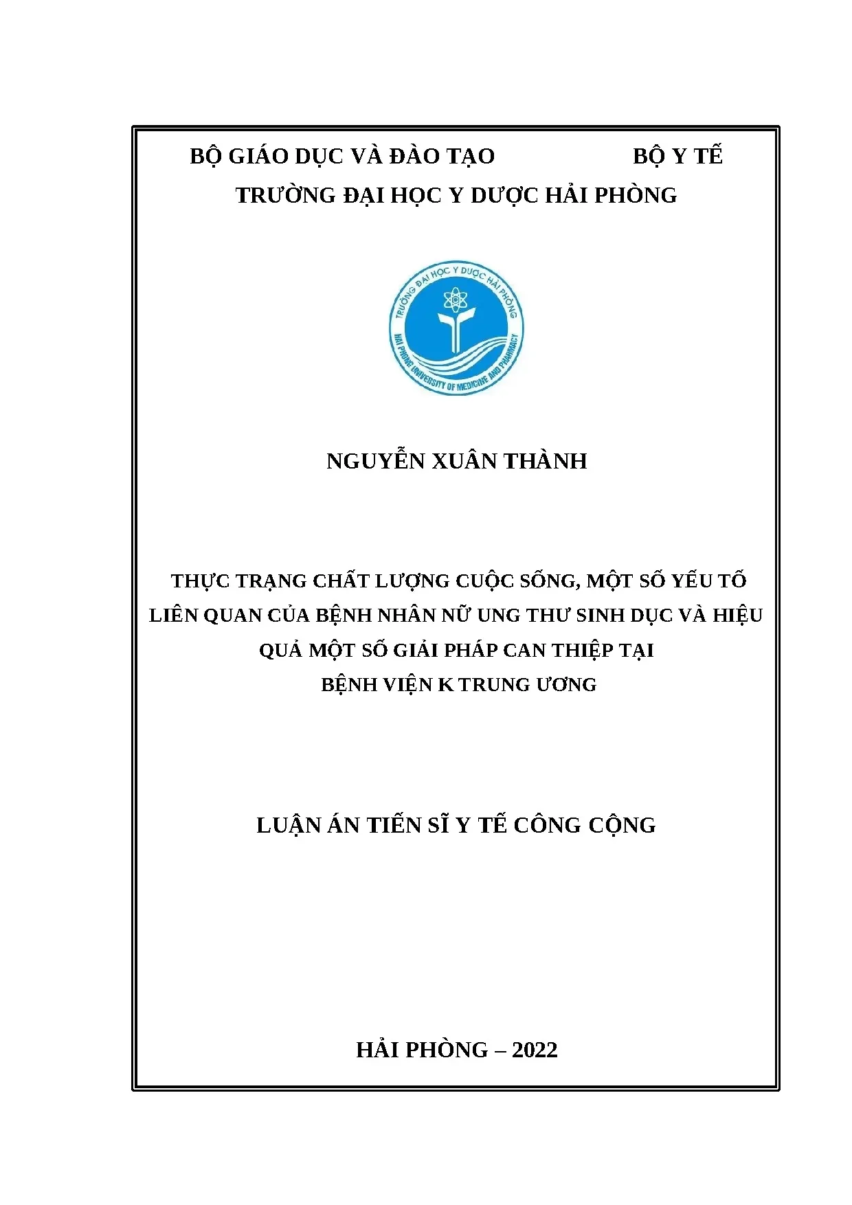 Chất lượng cuộc sống bệnh nhân ung thư sinh dục nữ & hiệu quả can thiệp