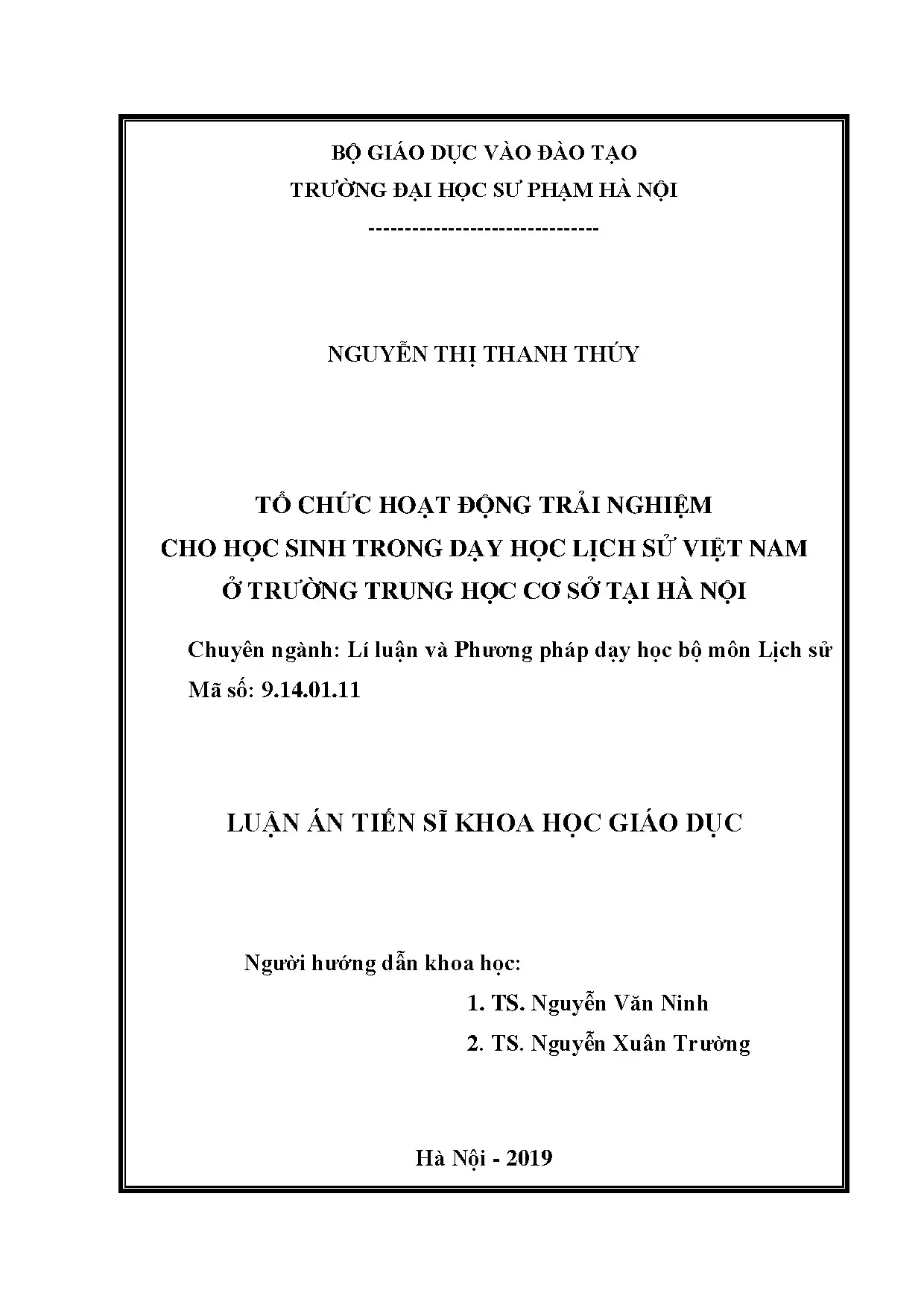 Trải nghiệm trong dạy học Lịch sử THCS tại Hà Nội