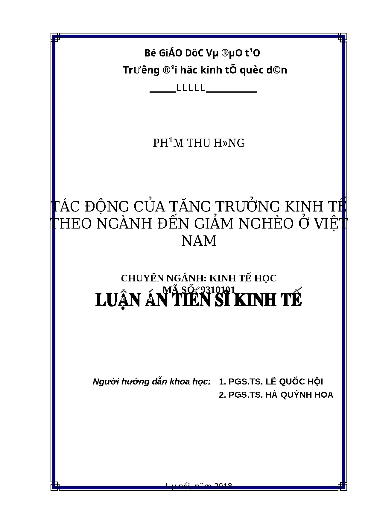Tác động ngành kinh tế đến giảm nghèo ở Việt Nam (Luận án tiến sĩ)