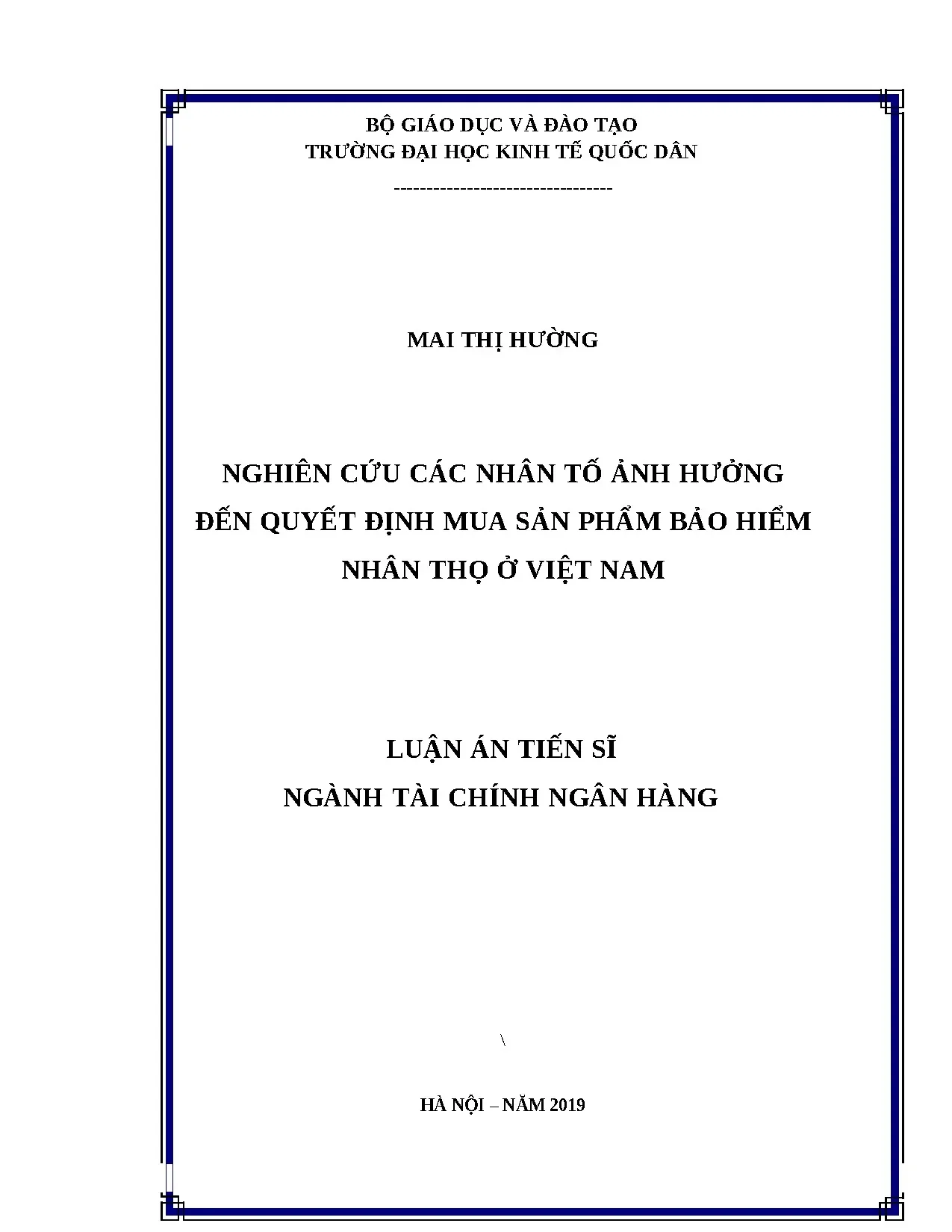 Nhân tố ảnh hưởng đến mua bảo hiểm nhân thọ tại Việt Nam