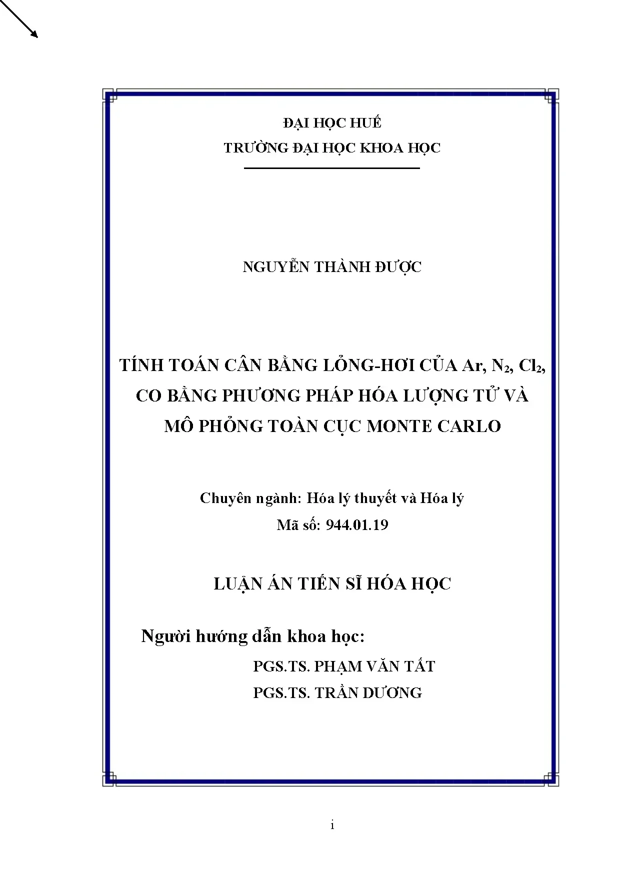 Cân bằng lỏng-hơi Ar, N2, Cl2, CO: Hóa Lượng Tử & Monte Carlo