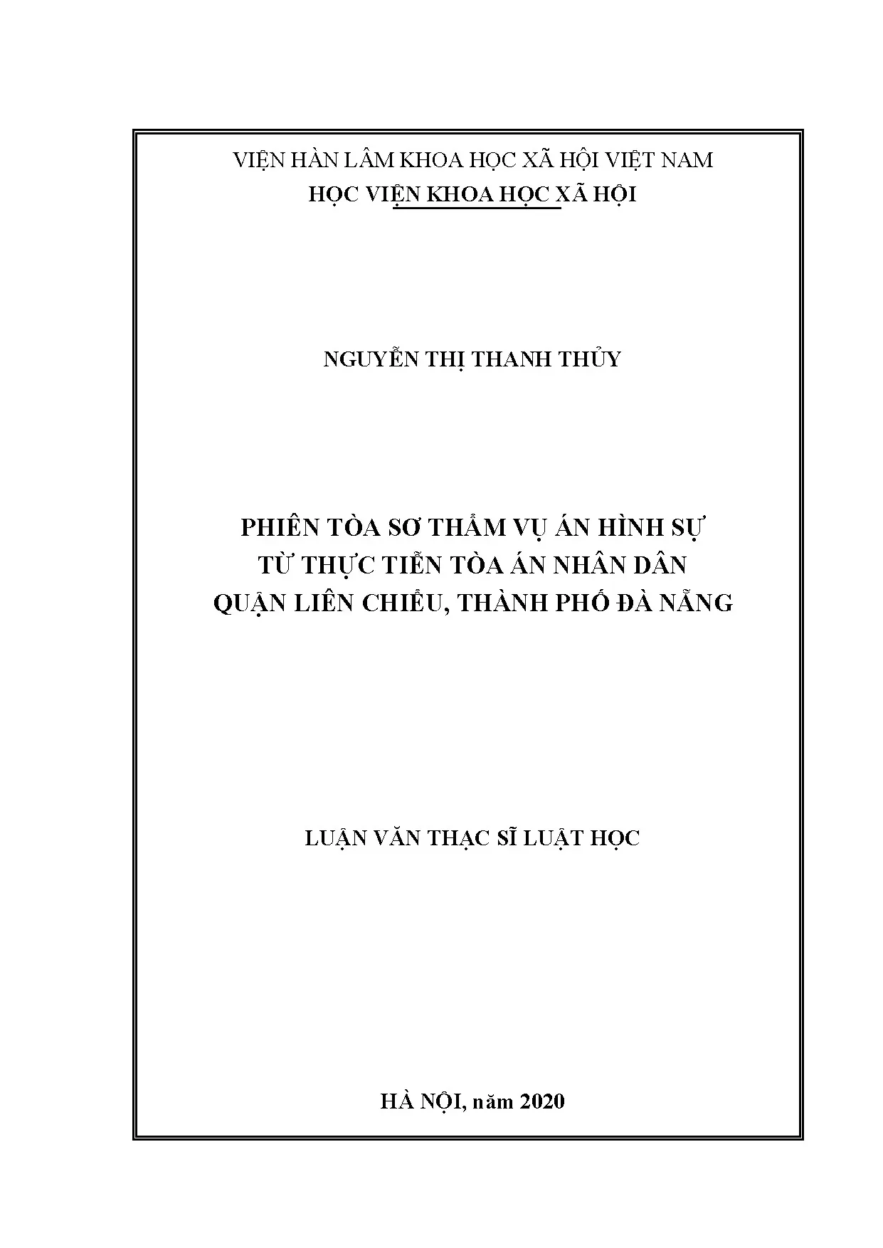 Luận án phiên tòa sơ thẩm vụ án hình sự tại TAND quận Liên Chiểu
