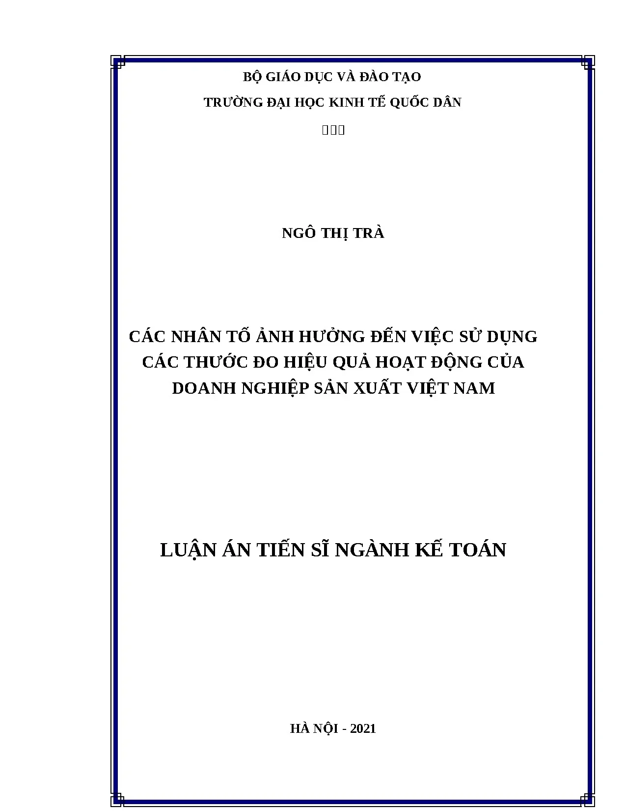 Các nhân tố ảnh hưởng đến thước đo hiệu quả doanh nghiệp sản xuất Việt Nam