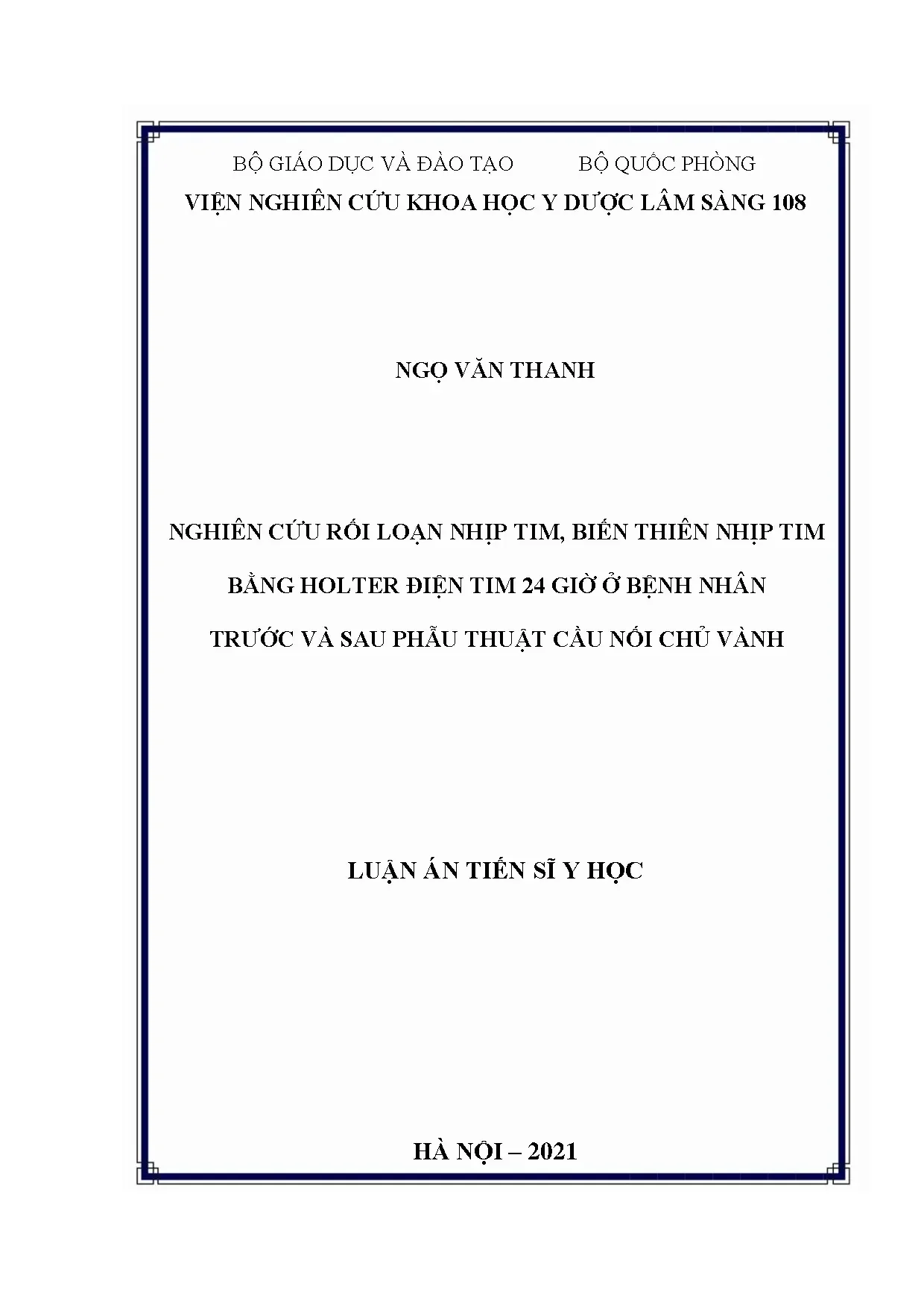 Nghiên cứu rối loạn nhịp tim bằng Holter 24h ở bệnh nhân Cầu nối chủ vành