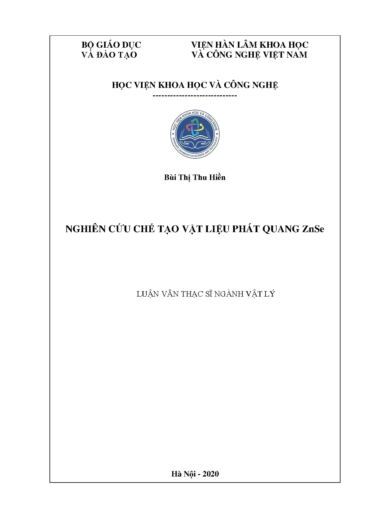 Nghiên cứu chế tạo vật liệu phát quang ZnSe