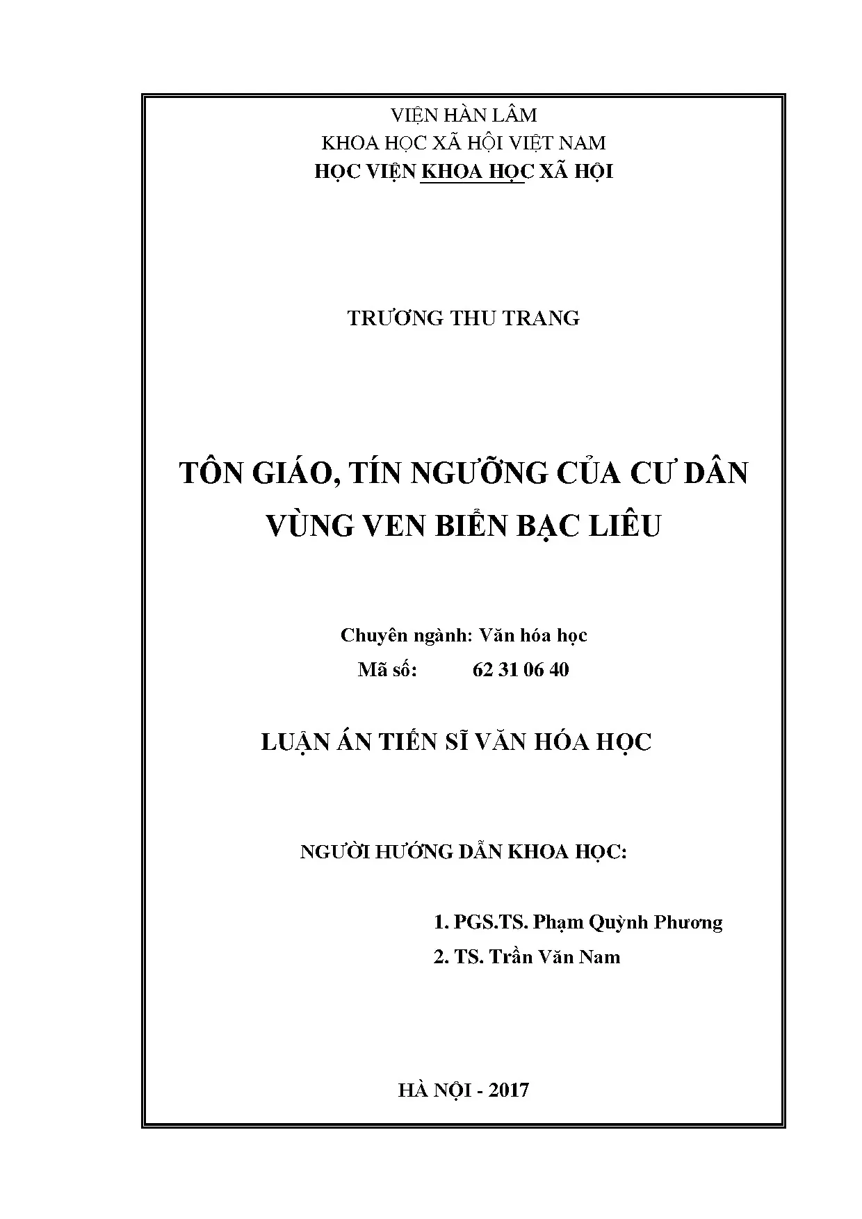Nghiên cứu tôn giáo, tín ngưỡng ven biển Bạc Liêu