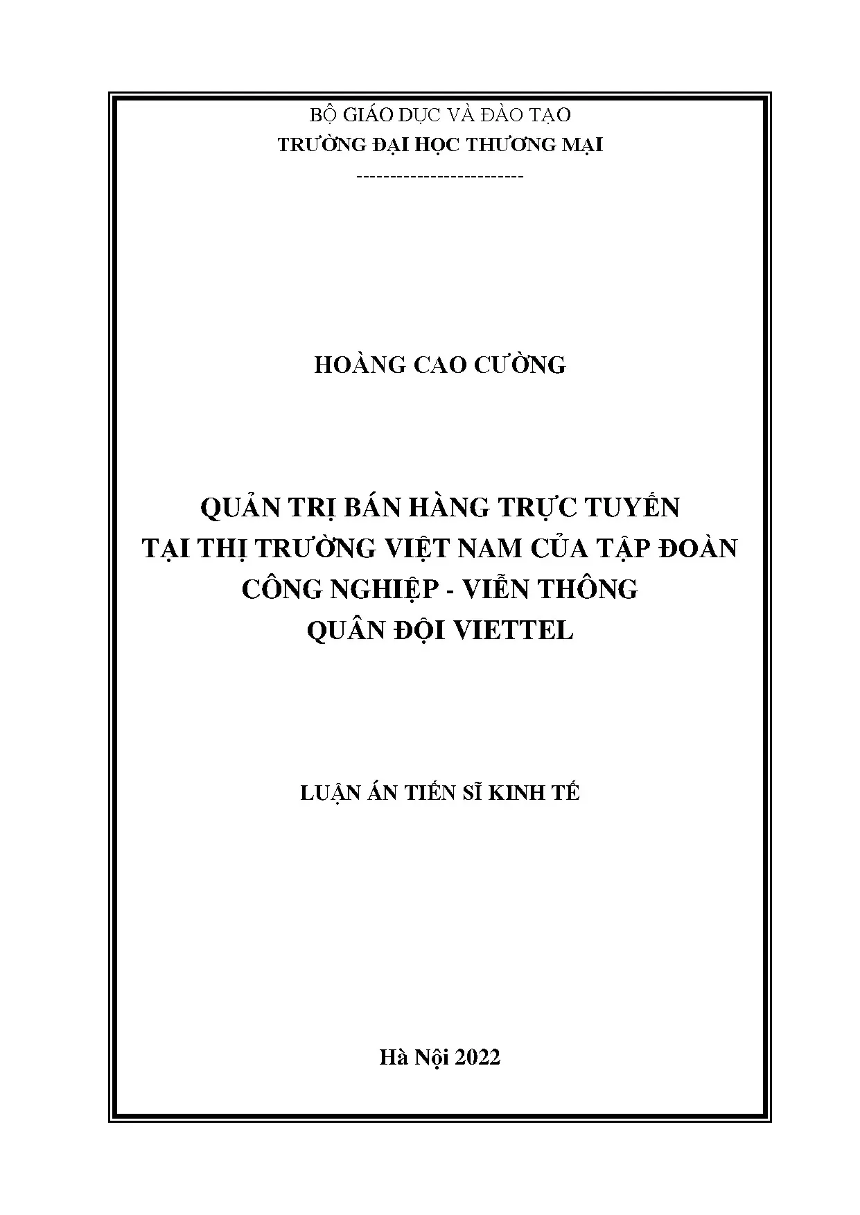 Luận án tiến sĩ quản trị bán hàng trực tuyến tại Việt Nam