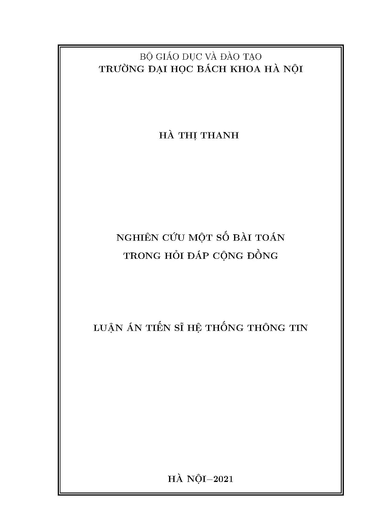 Nghiên cứu một số bài toán trong hỏi đáp cộng đồng
