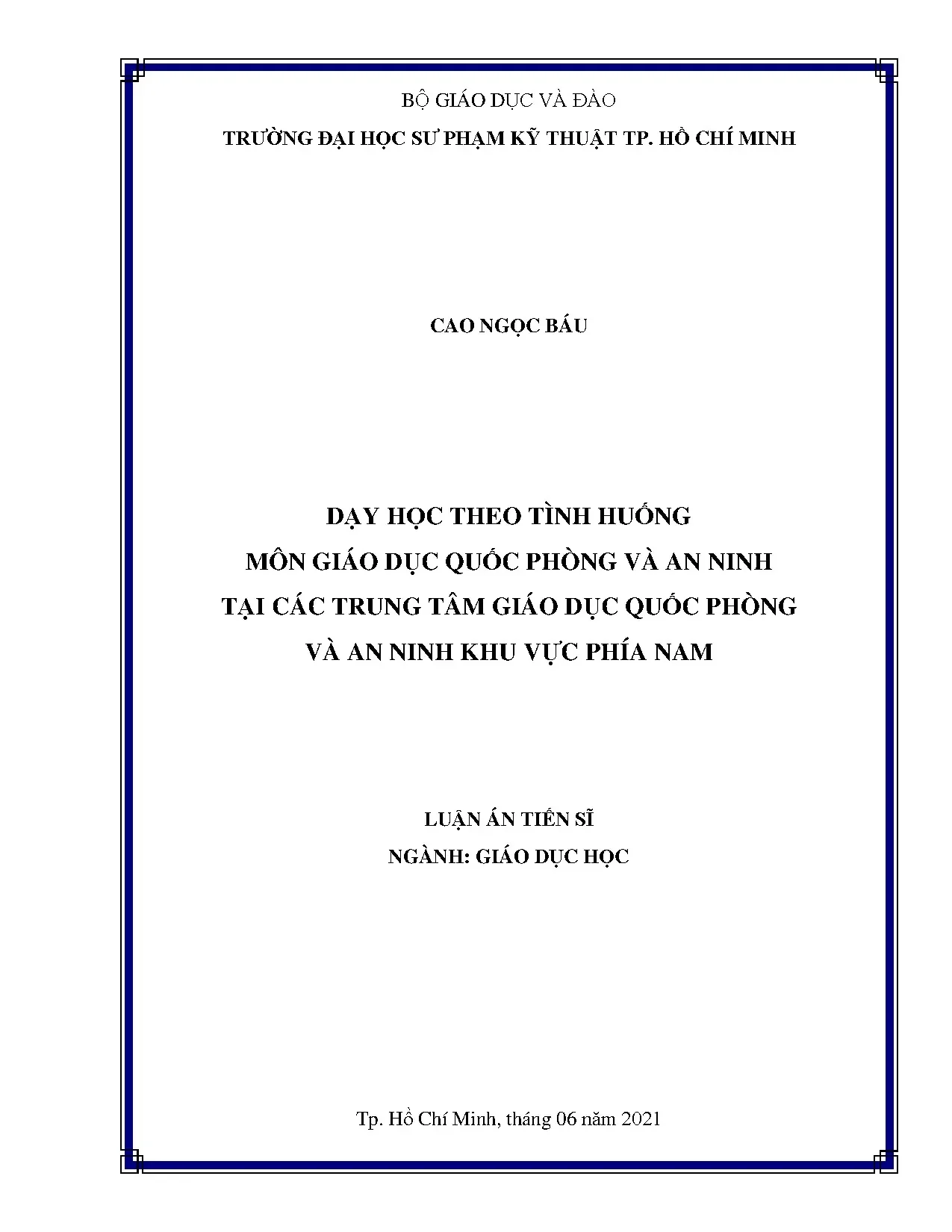 Nghiên cứu dạy học theo tình huống môn Giáo dục quốc phòng và an ninh