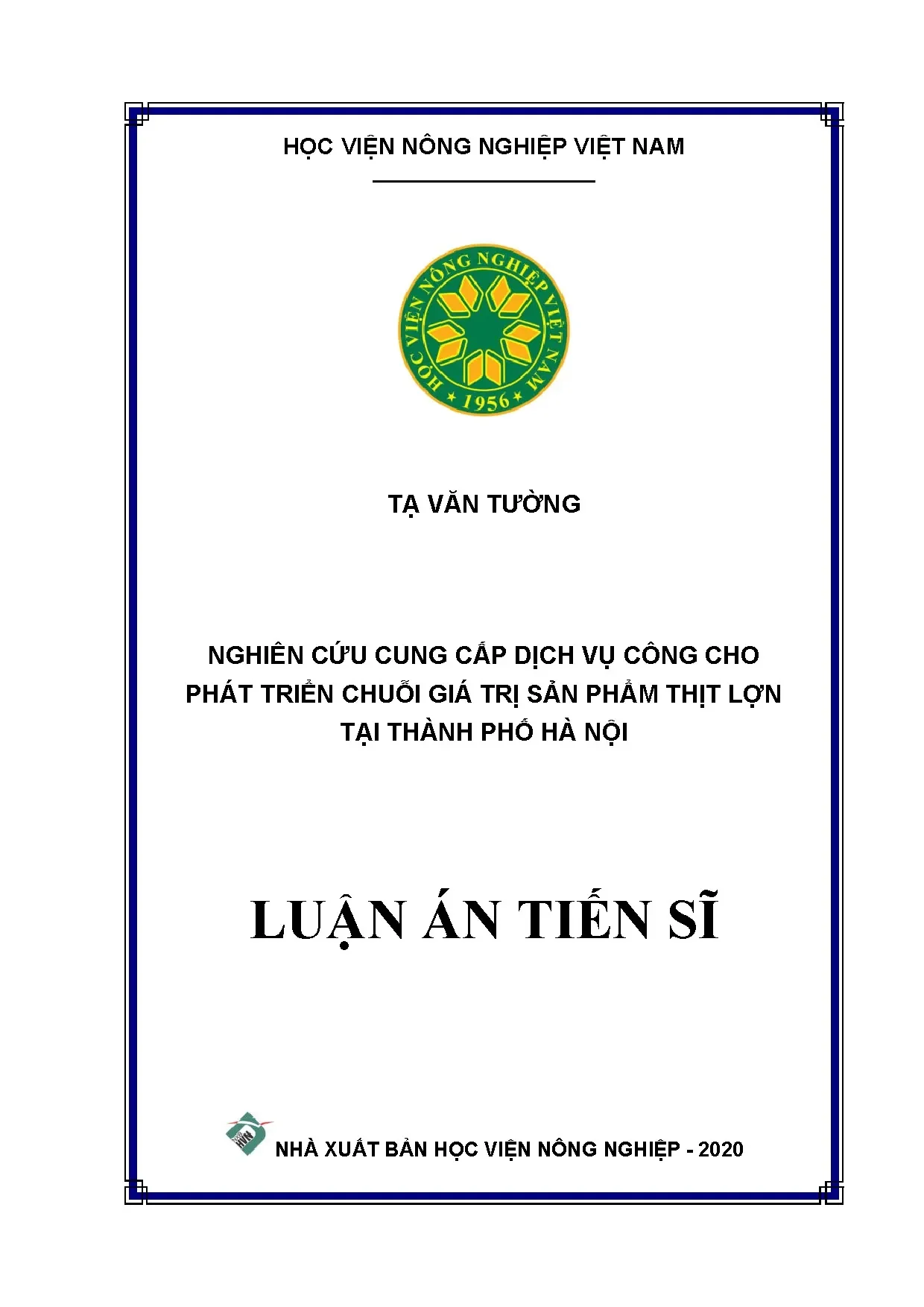 Nghiên cứu dịch vụ công phát triển chuỗi thịt lợn tại Hà Nội