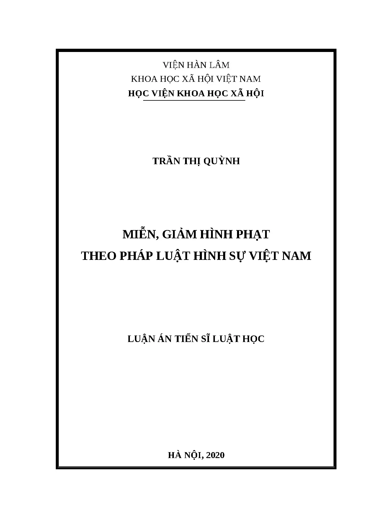 Luận án miễn giảm hình phạt theo pháp luật hình sự Việt Nam