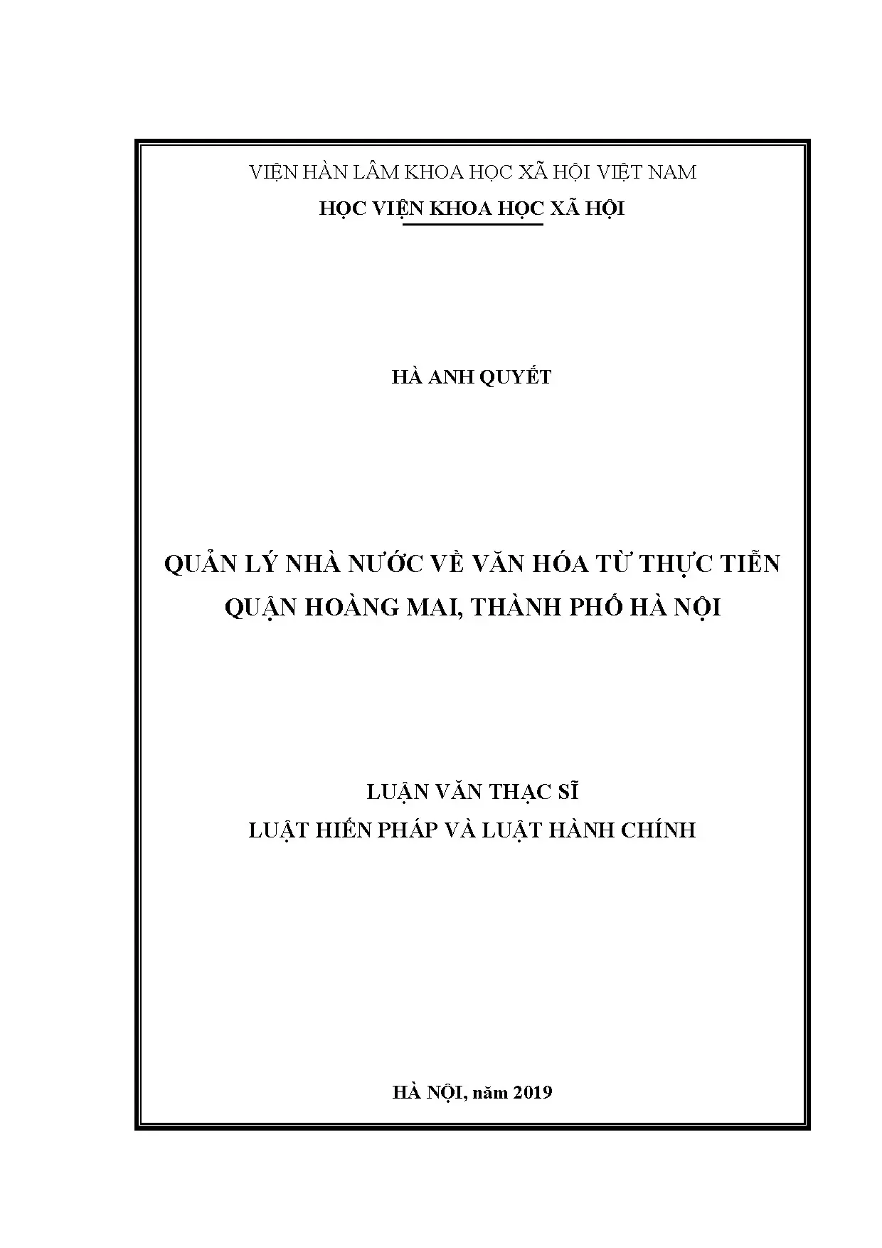 Quản lý nhà nước về văn hóa tại quận Hoàng Mai, Hà Nội