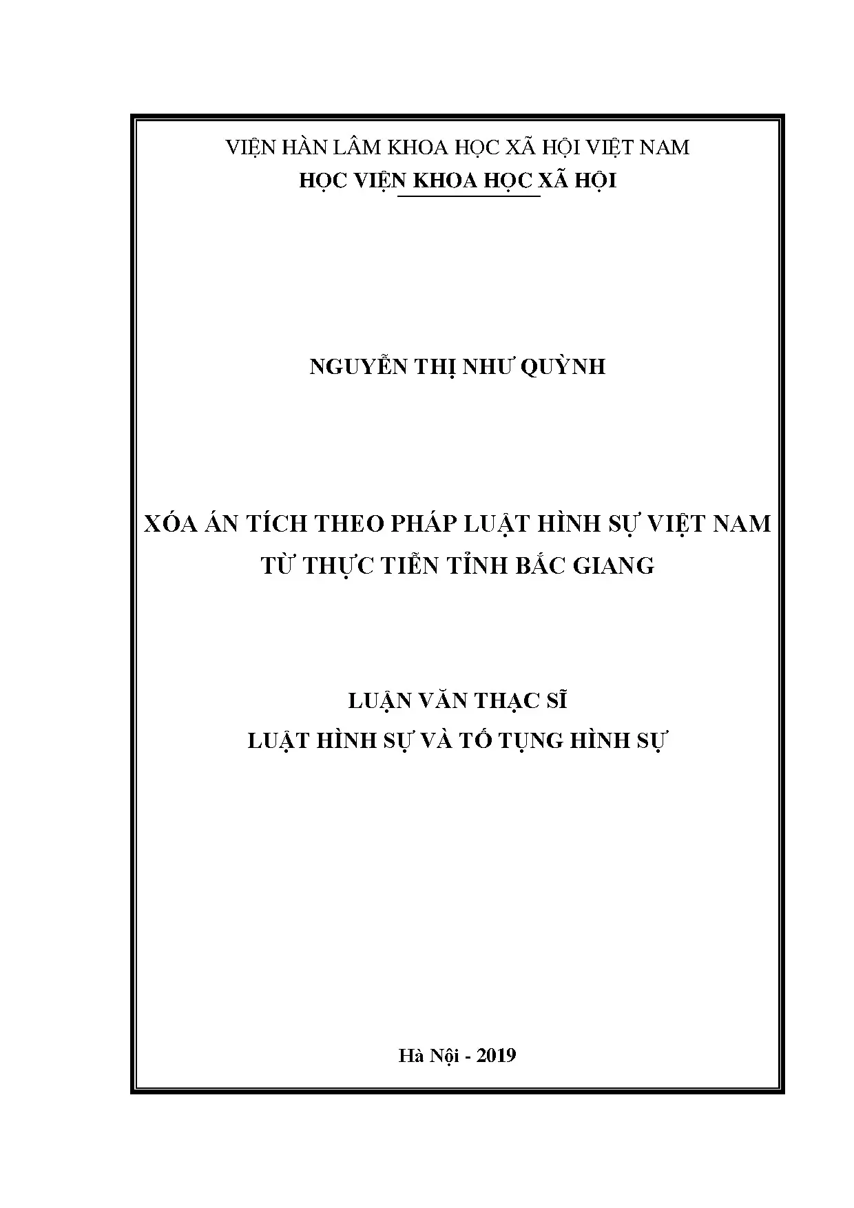 Xóa án tích theo pháp luật hình sự Việt Nam - Tỉnh Bắc Giang