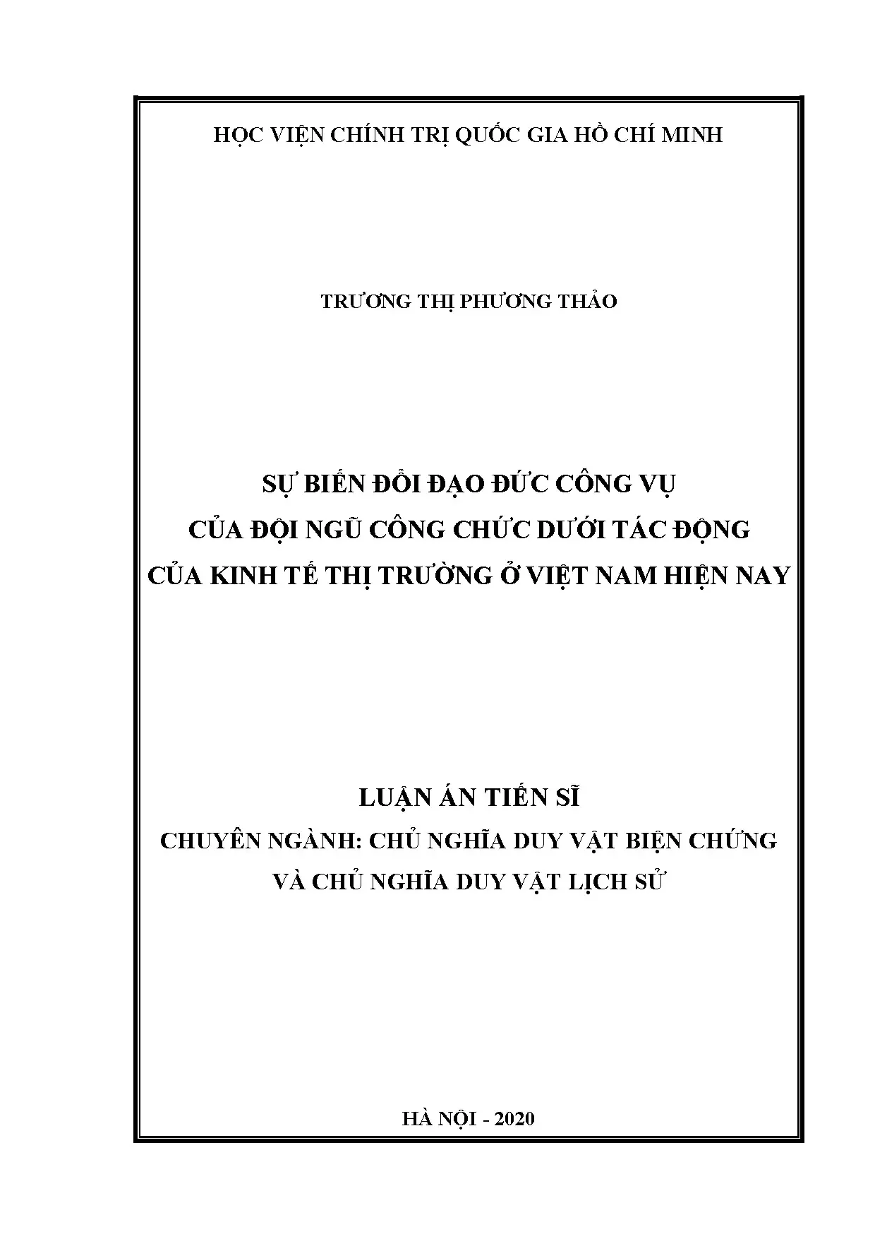 Đạo đức công vụ công chức dưới tác động kinh tế thị trường Việt Nam