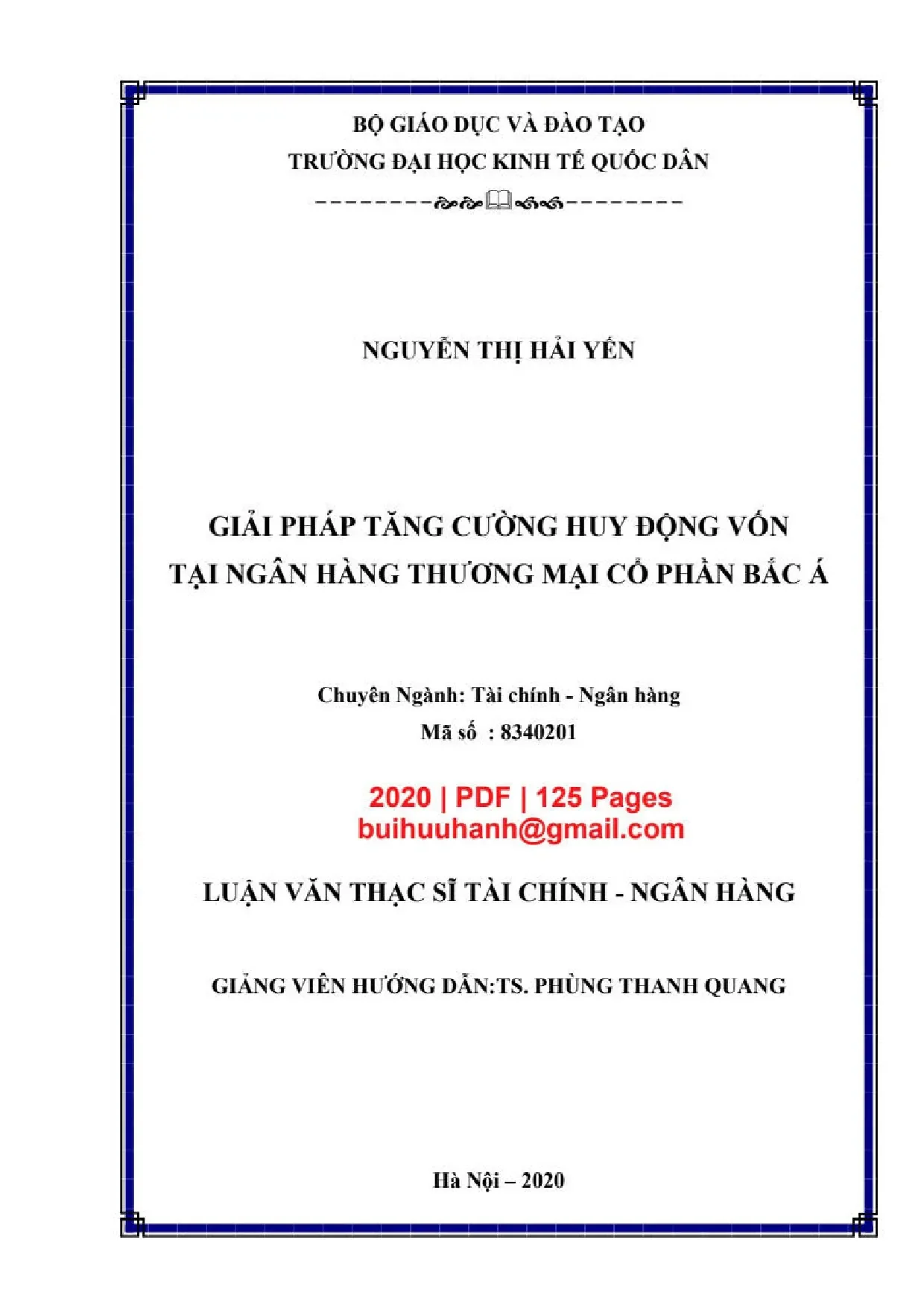 Luận án tiến sĩ giải pháp tăng cường huy động vốn tại ngân h