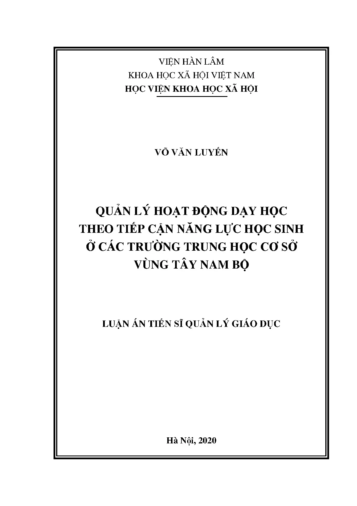 Quản lý dạy học theo năng lực ở trường THCS Tây Nam Bộ