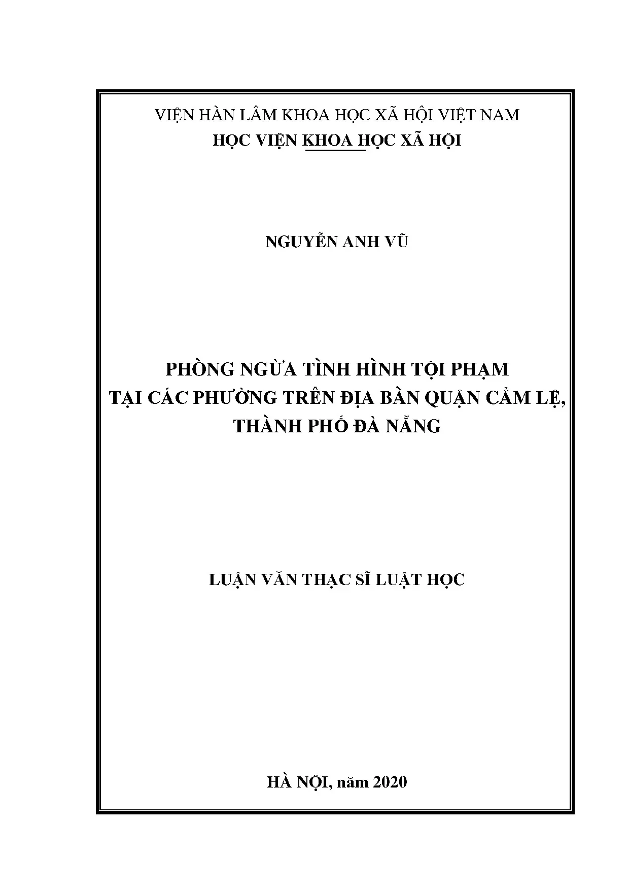 Luận án phòng ngừa tội phạm tại quận Cẩm Lệ, Đà Nẵng