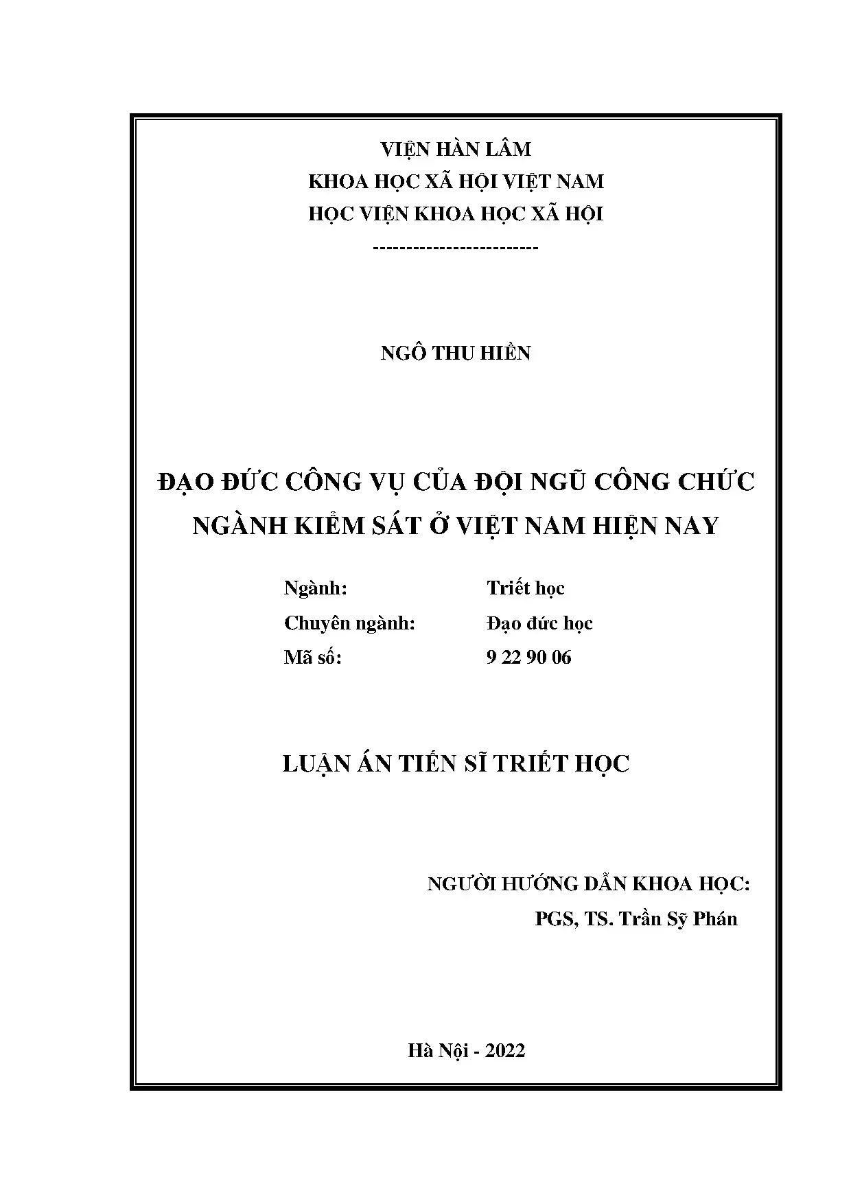 Đạo đức công vụ công chức ngành Kiểm sát Việt Nam