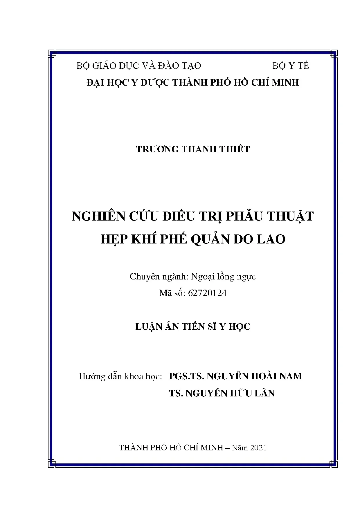 Nghiên cứu điều trị phẫu thuật hẹp khí phế quản do lao