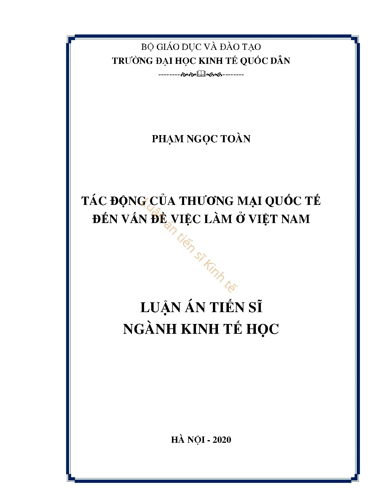 Tác động thương mại quốc tế đến việc làm tại Việt Nam - Luận án tiến sĩ