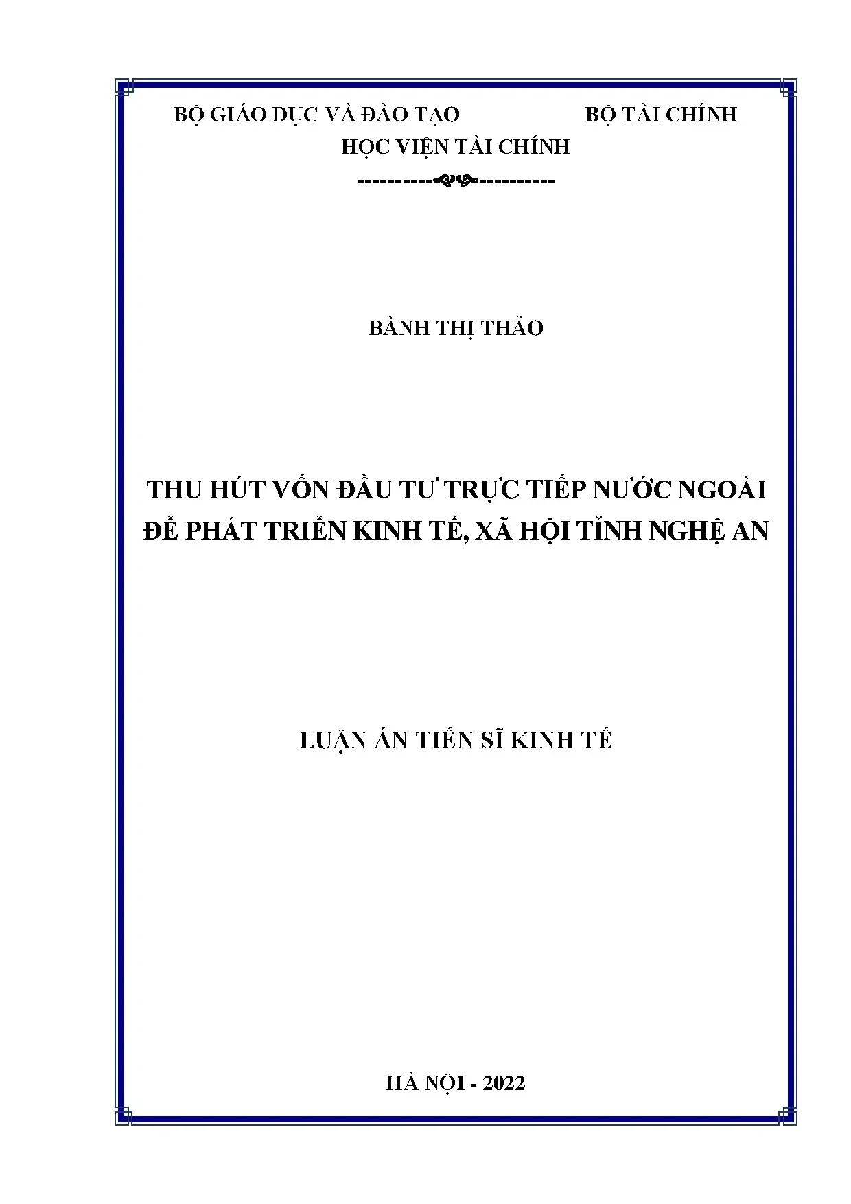 Thu hút vốn đầu tư trực tiếp nước ngoài phát triển kinh tế xã hội Nghệ An