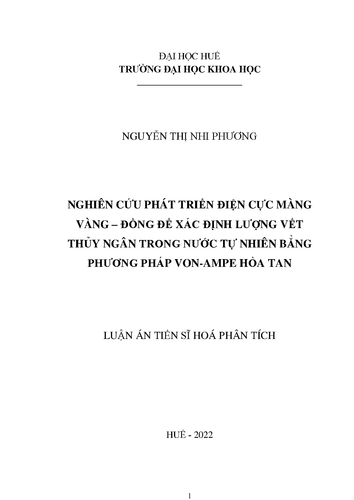 Phát triển điện cực màng vàng-đồng xác định thủy ngân trong nước
