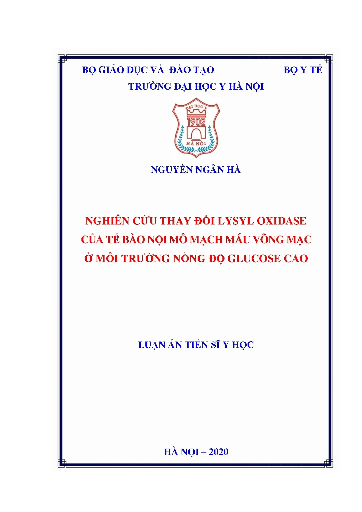 Lysyl oxidase ở tế bào nội mô võng mạc trong glucose cao