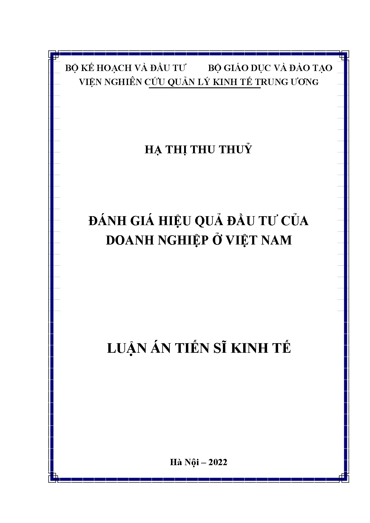 Đánh giá hiệu quả đầu tư của doanh nghiệp ở Việt Nam