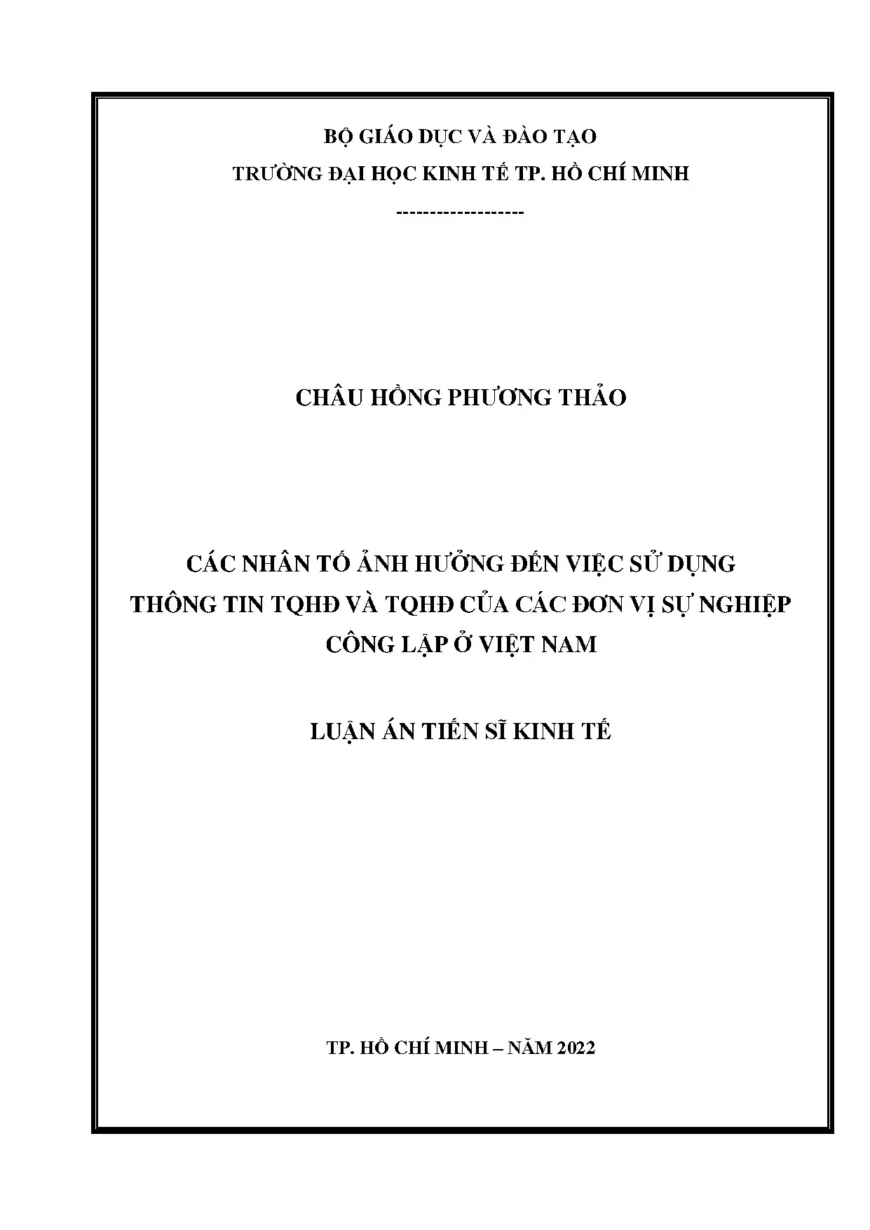 Nghiên cứu nhân tố ảnh hưởng đến sử dụng thông tin TQHĐ và TQHĐ của ĐVSNCL ở Việt Nam