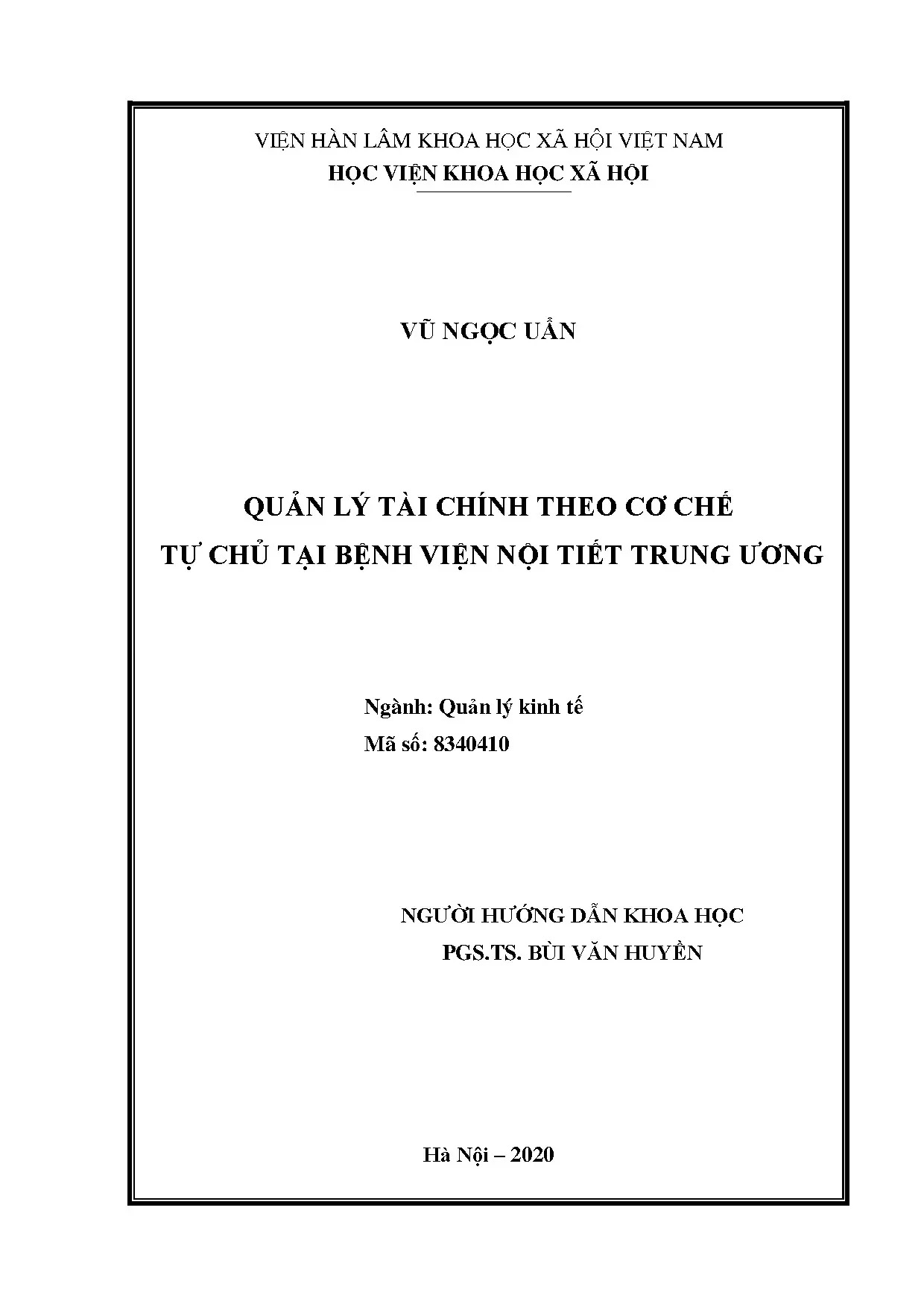 Quản lý tài chính theo cơ chế tự chủ bệnh viện nội tiết