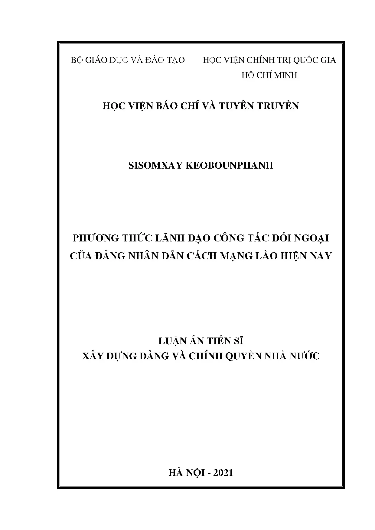 Phương thức lãnh đạo công tác đối ngoại Đảng NDCM Lào hiện nay