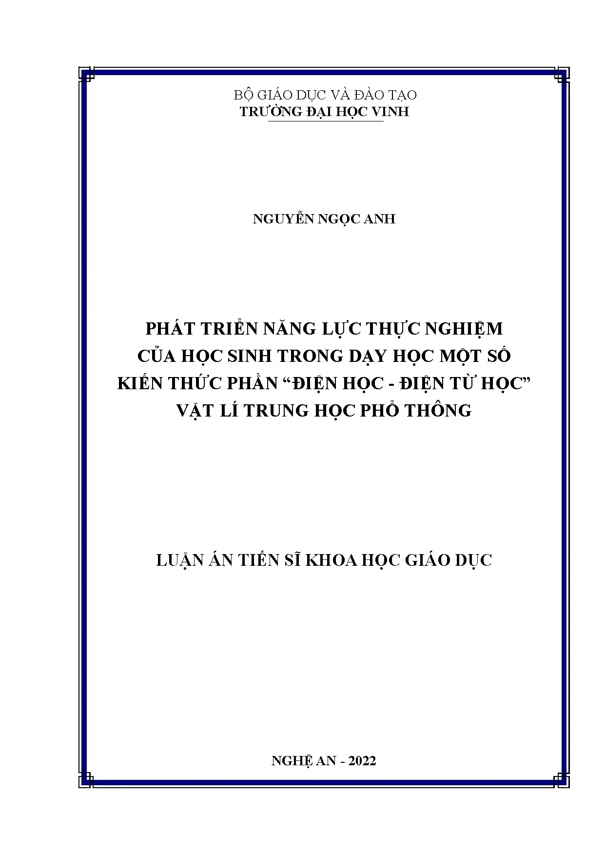 Phát triển năng lực thực nghiệm Vật lý THPT phần Điện học