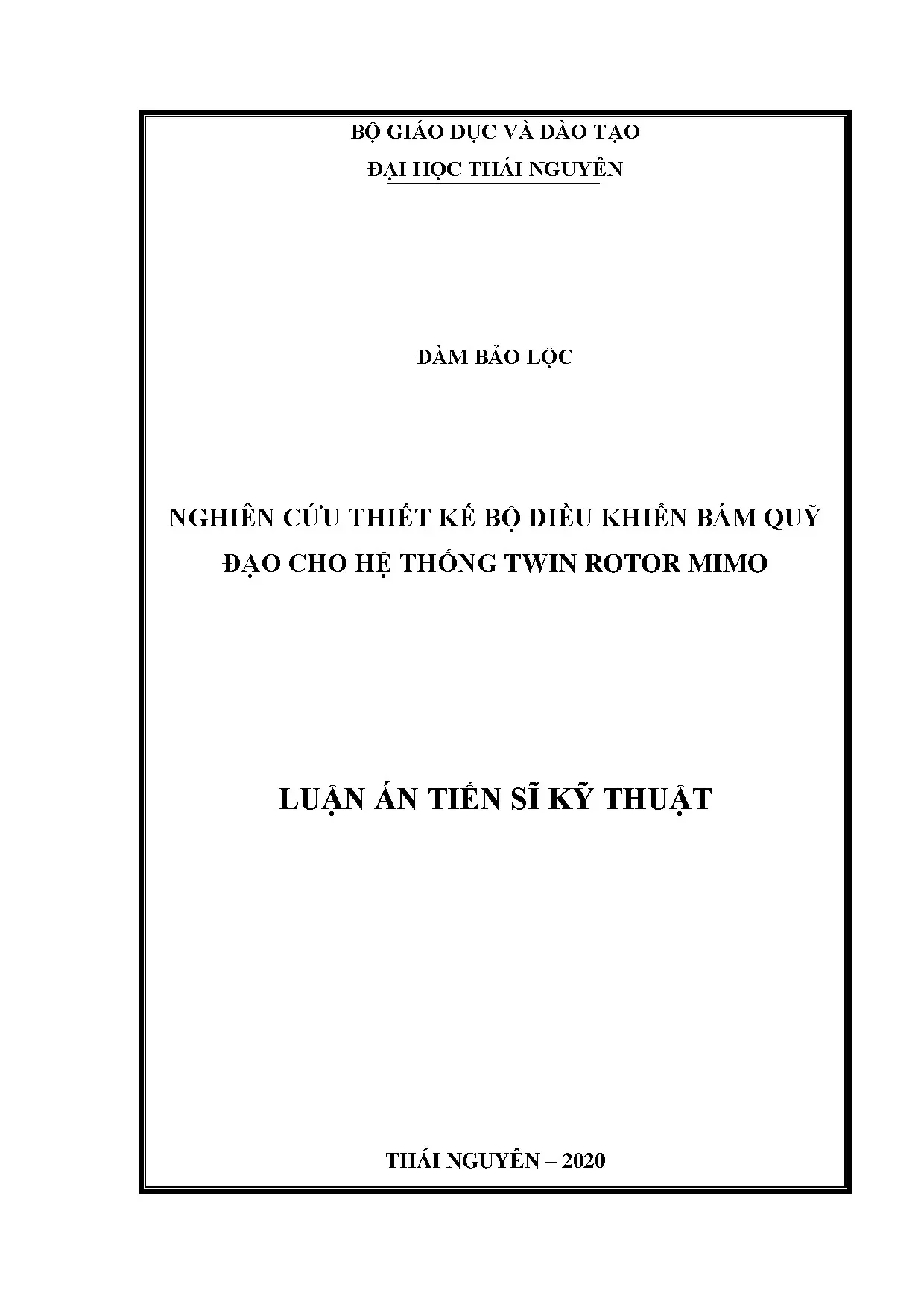 Bộ điều khiển bám quỹ đạo cho hệ thống Twin Rotor MIMO