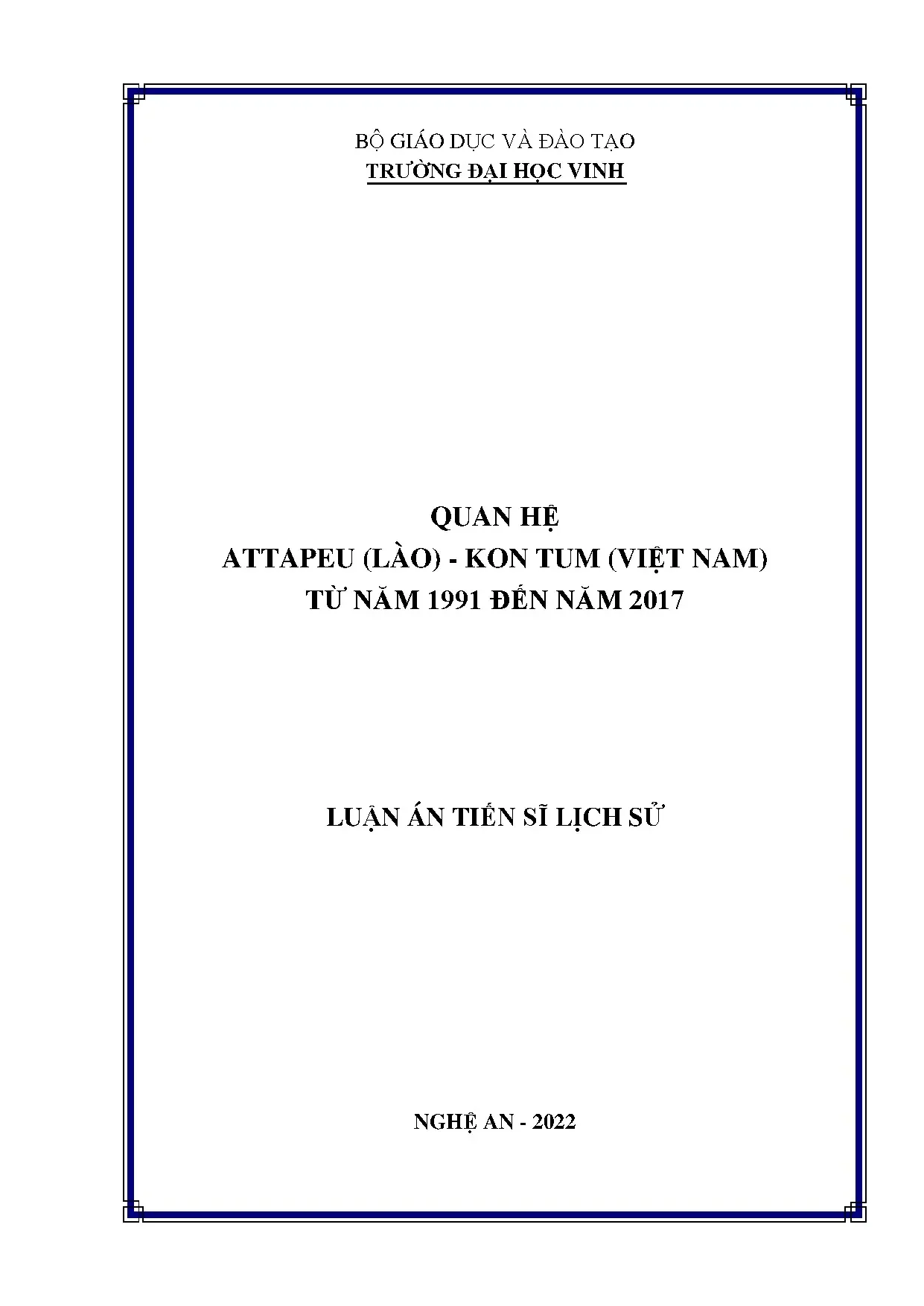 Quan hệ Lào - Việt Nam: Attapeu và Kon Tum (1991-2017)