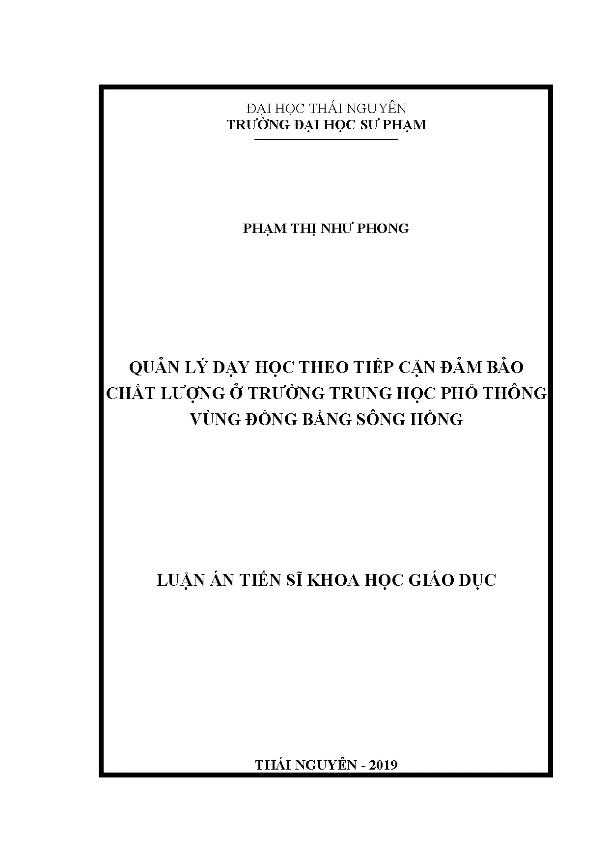 Quản lý dạy học đảm bảo chất lượng THPT vùng sông Hồng