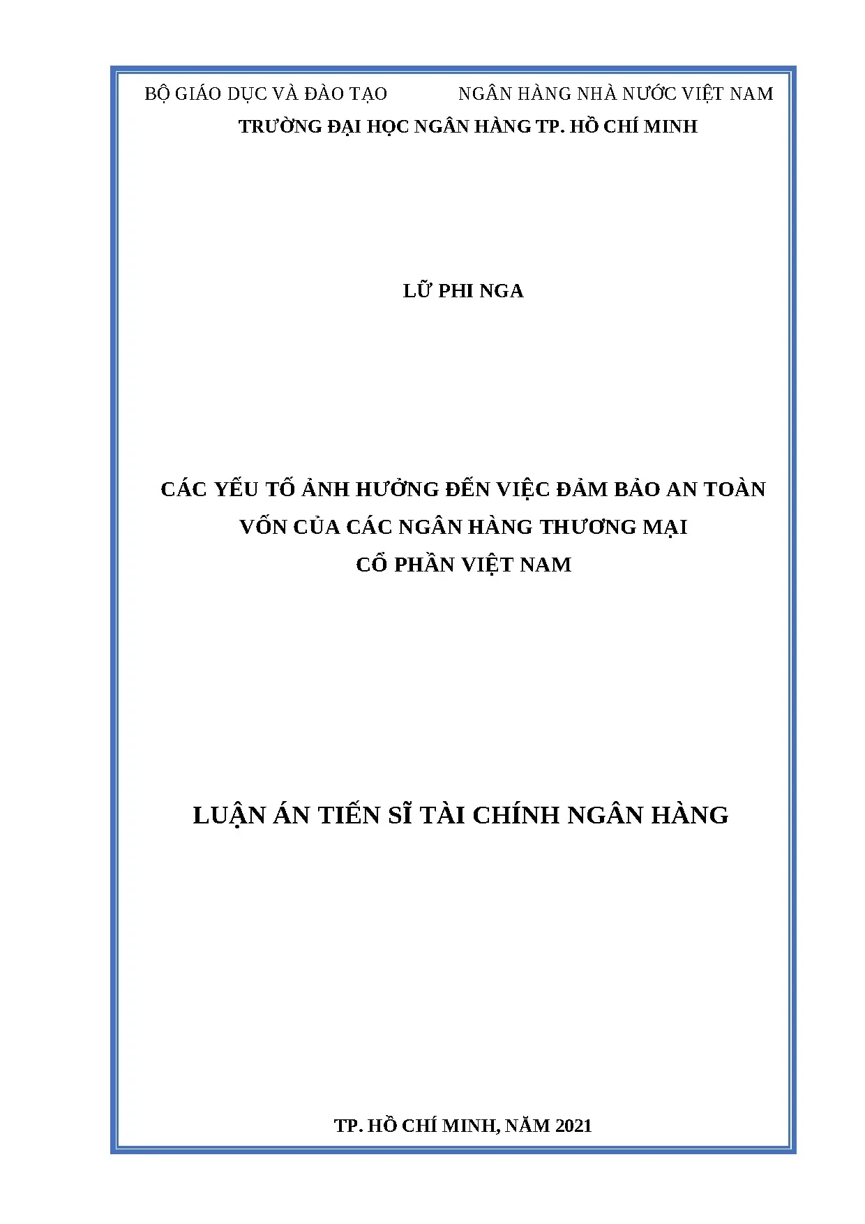 Yếu tố ảnh hưởng đến an toàn vốn ngân hàng Việt Nam