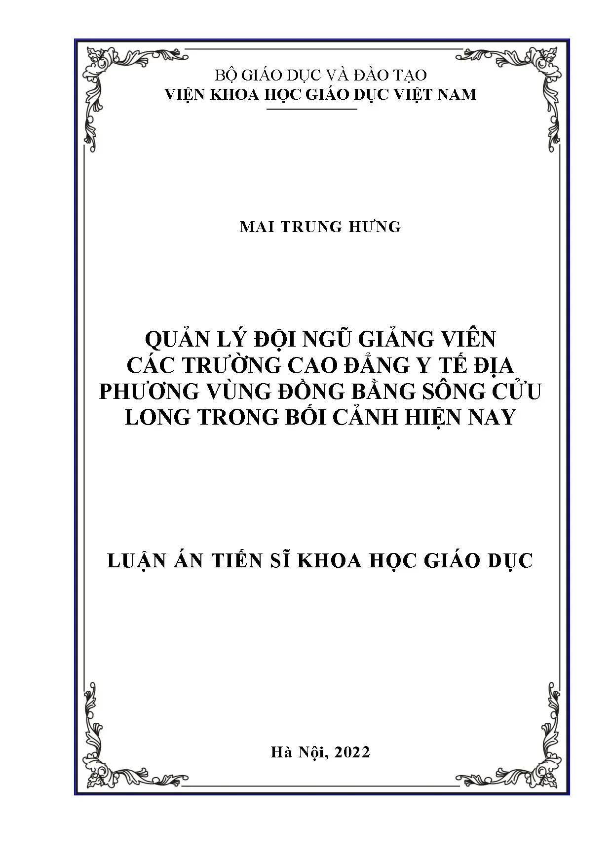 Quản lý đội ngũ giảng viên trường cao đẳng y tế vùng ĐBSCL hiện nay