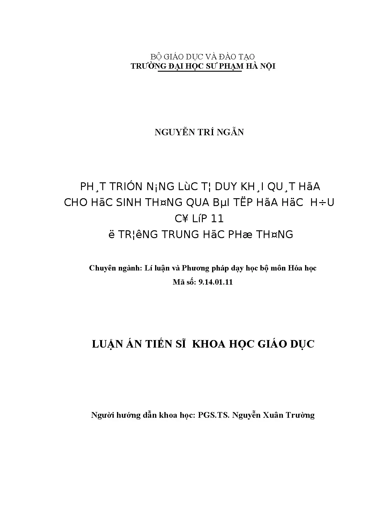 Phát triển năng lực tư duy khái quát hóa cho học sinh lớp 11 qua hóa hữu cơ