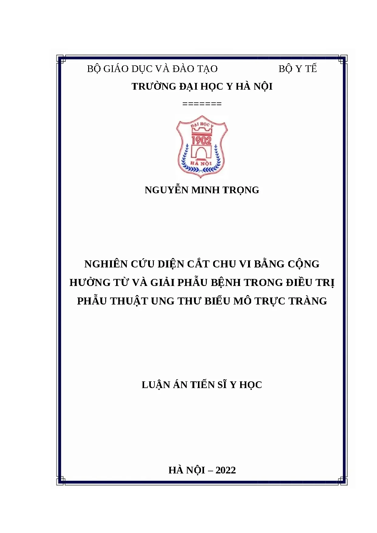 Nghiên cứu diện cắt chu vi trong ung thư trực tràng bằng MRI