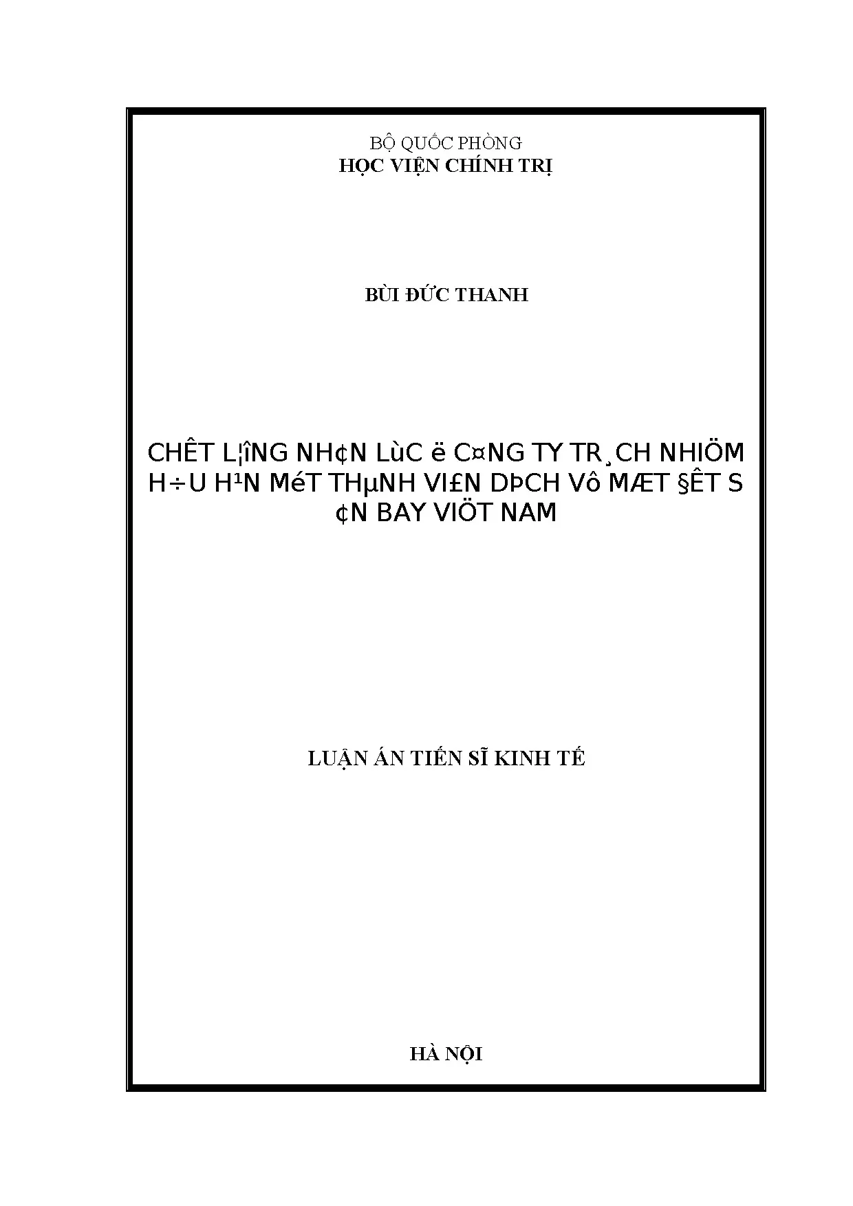 Chất lượng nhân lực tại công ty TNHH MTV dịch vụ mặt đất sân bay Việt Nam
