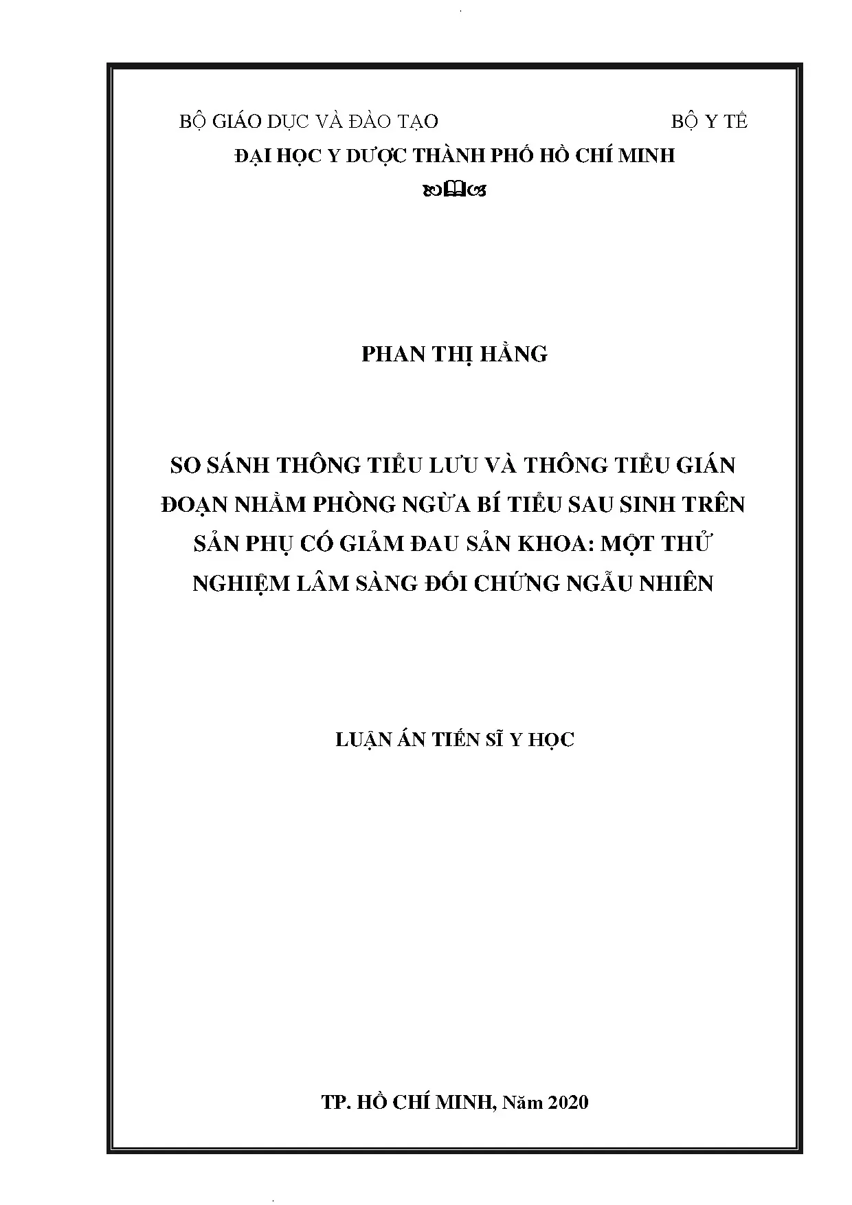 So sánh thông tiểu lưu và gián đoạn phòng bí tiểu sau sinh
