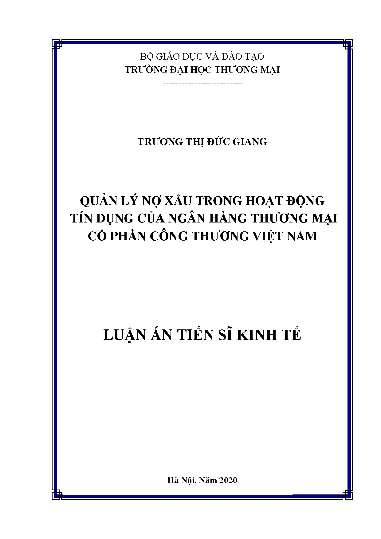 Quản lý nợ xấu trong tín dụng ngân hàng Công Thương