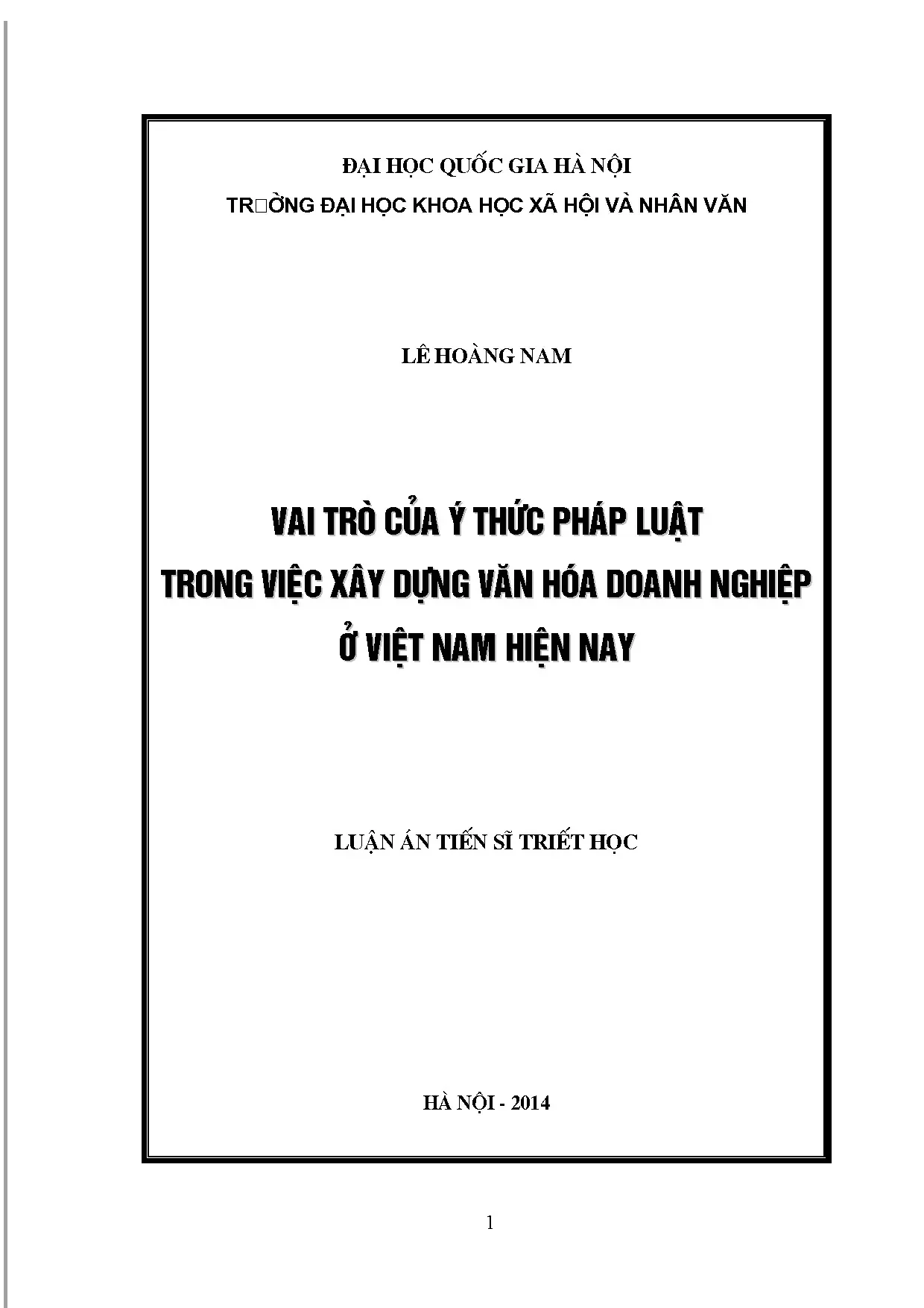 Luận án tiến sĩ vai trò của ý thức pháp luật trong việc xây