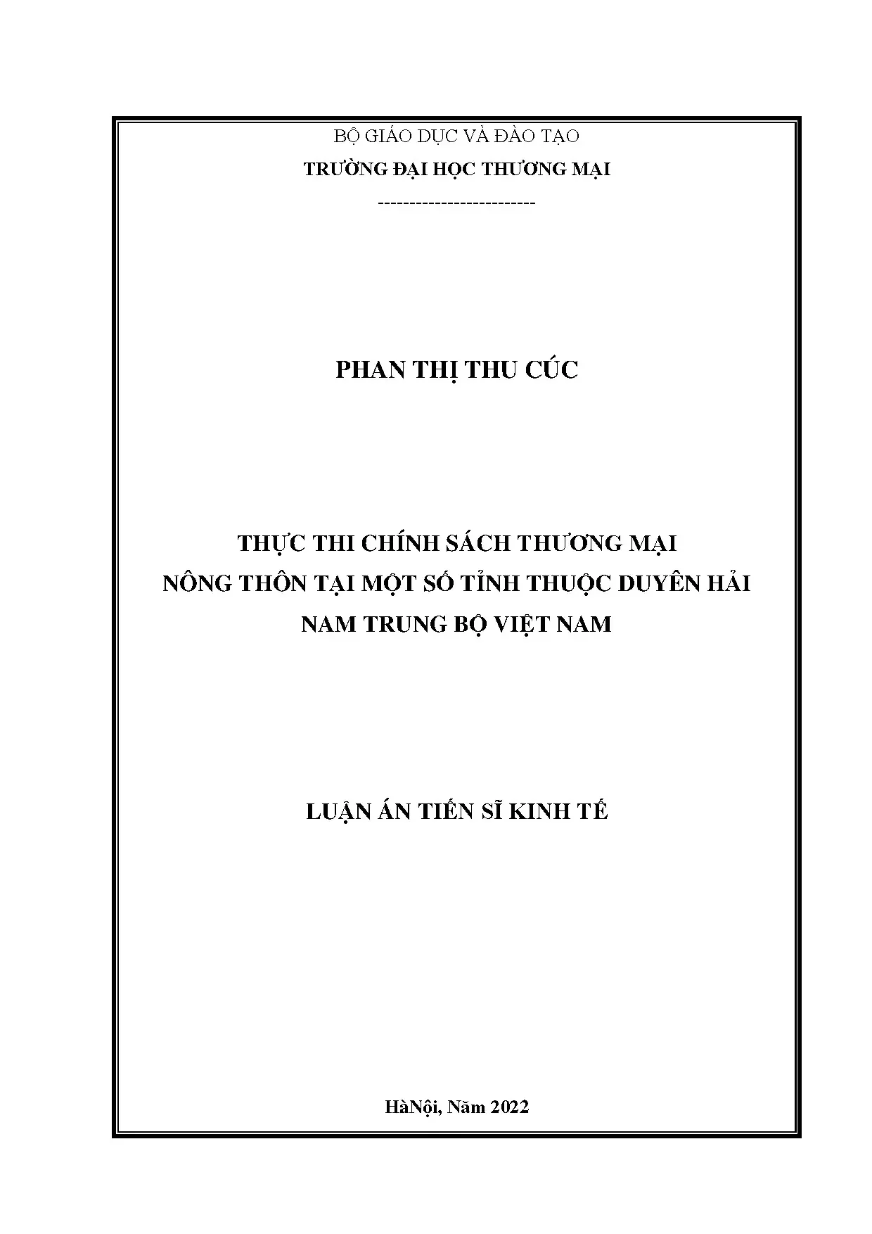 Thực thi chính sách thương mại nông thôn tại miền Nam Trung Bộ Việt Nam