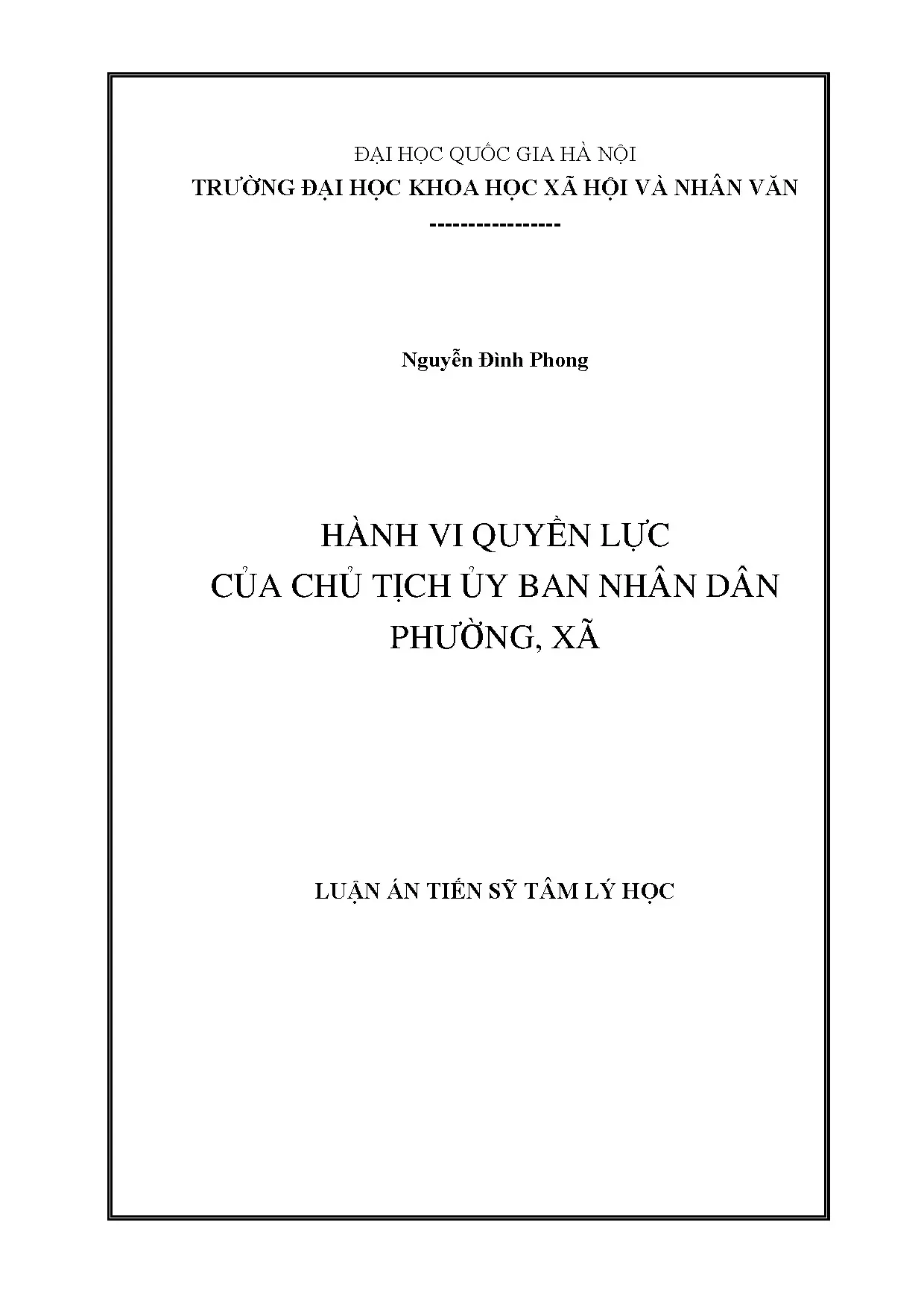 Hành vi quyền lực của chủ tịch UBND phường, xã
