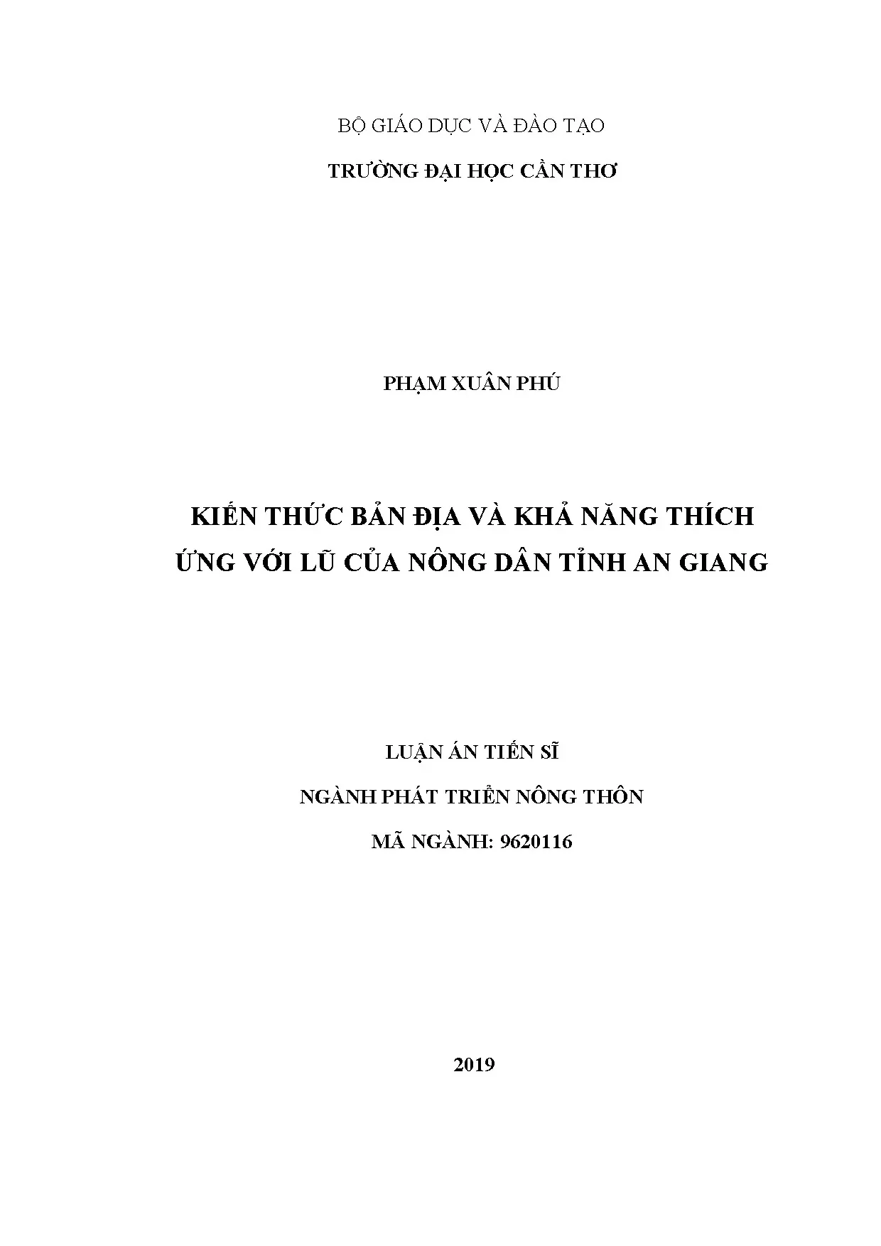 Luận án tiến sĩ kiến thức bản địa và khả năng thích ứng với