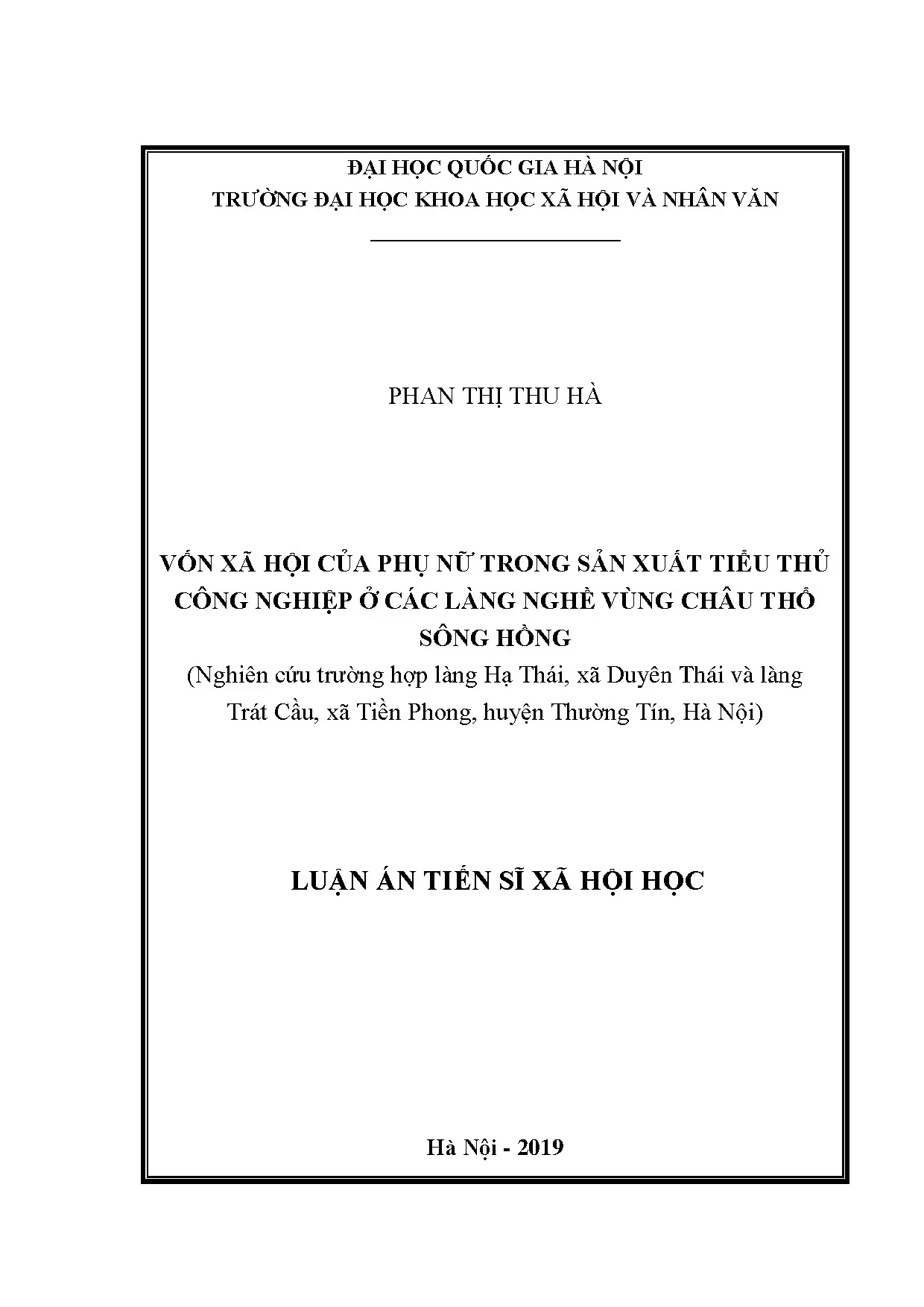 Luận án tiến sĩ vốn xã hội của phụ nữ trong sản xuất tiểu th