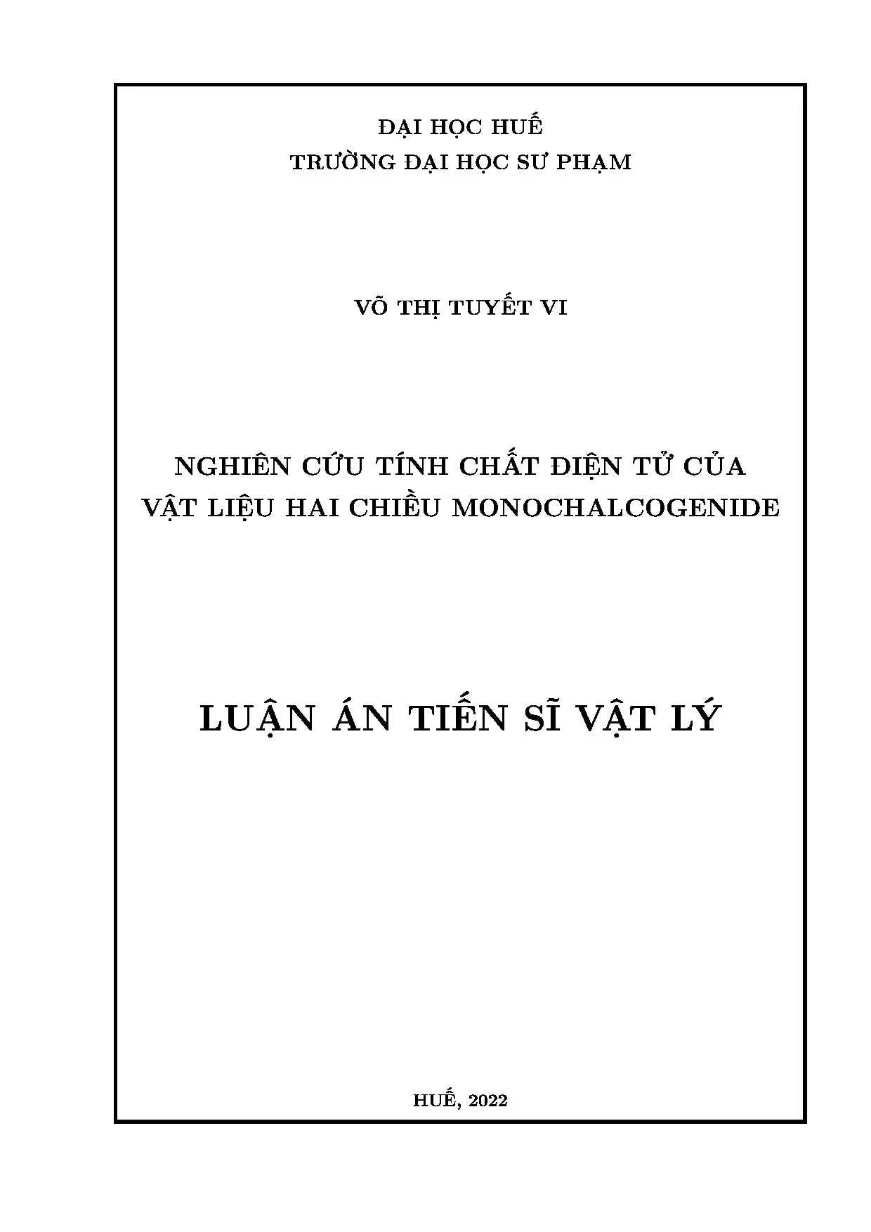 Nghiên cứu tính chất điện tử vật liệu hai chiều monochalcogenide