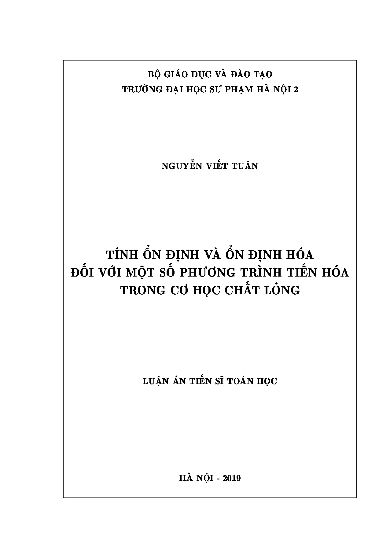 Luận án tiến sĩ tính ổn định và ổn định hóa đối với một số p